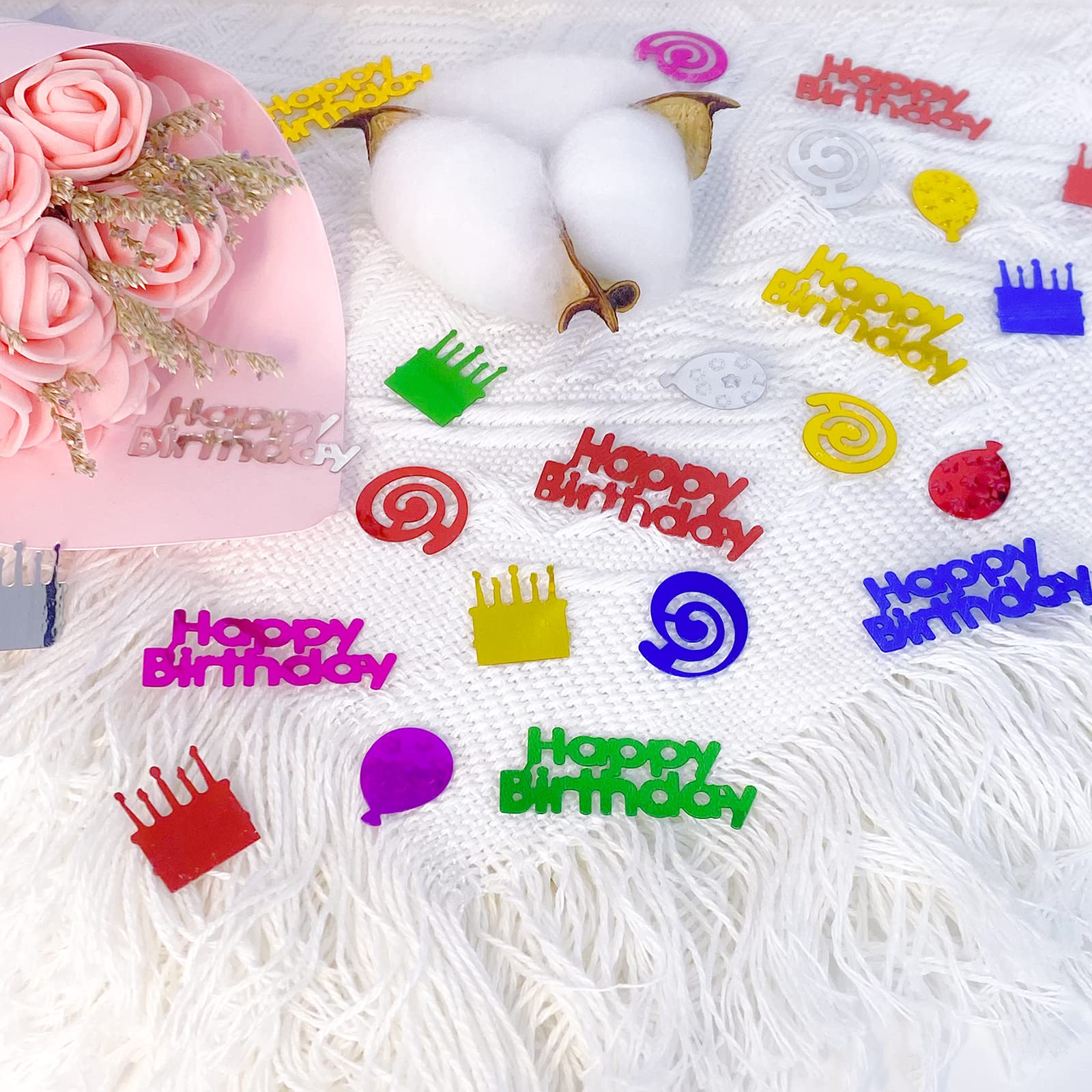 Happy Birthday Multi-Color Foil Confetti for Party Decorations, Metallic Glitter Table Sprinkles