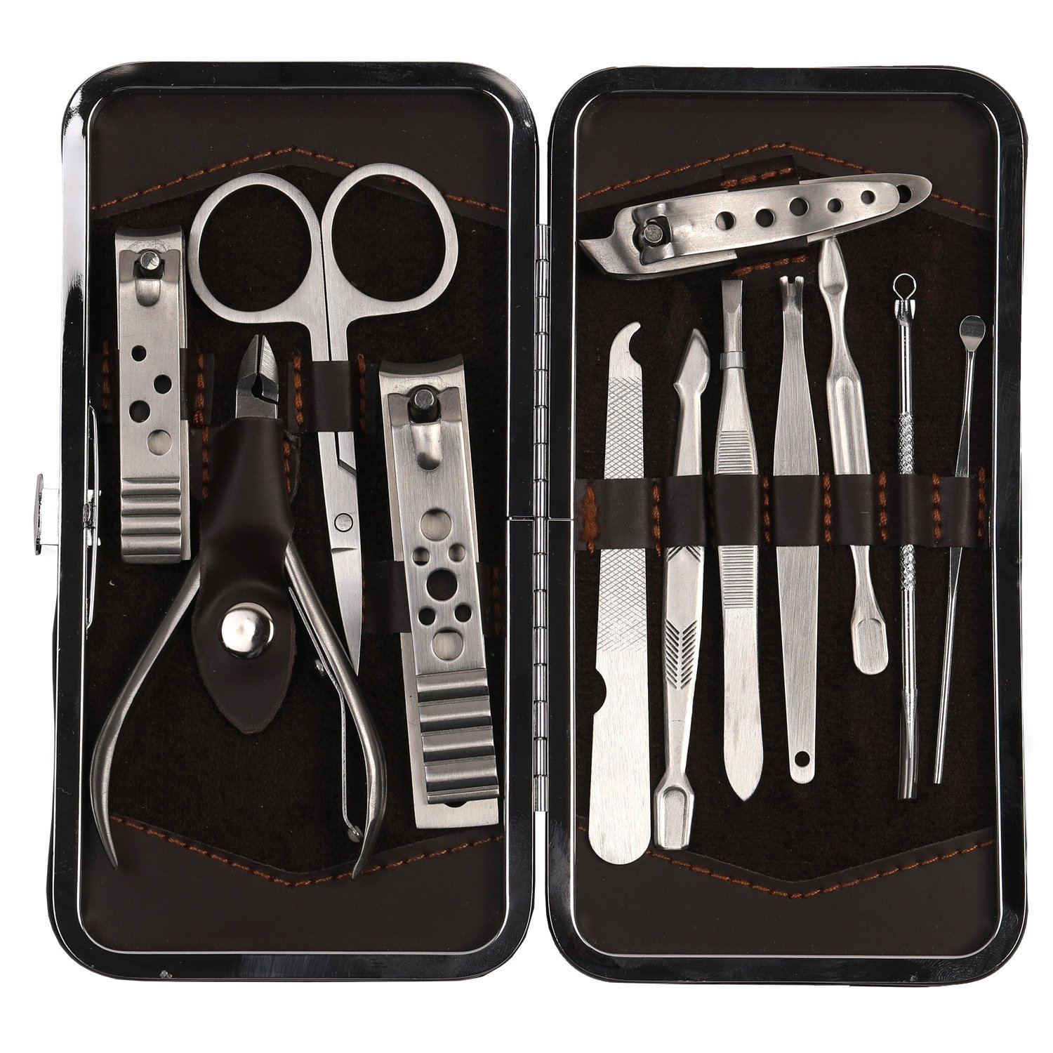 FOK Set Of 12Pc Manicure And Pedicure Compact Handy Tool Set With Lather Storage Pouch Personal Care Grooming Kit-picture-43
