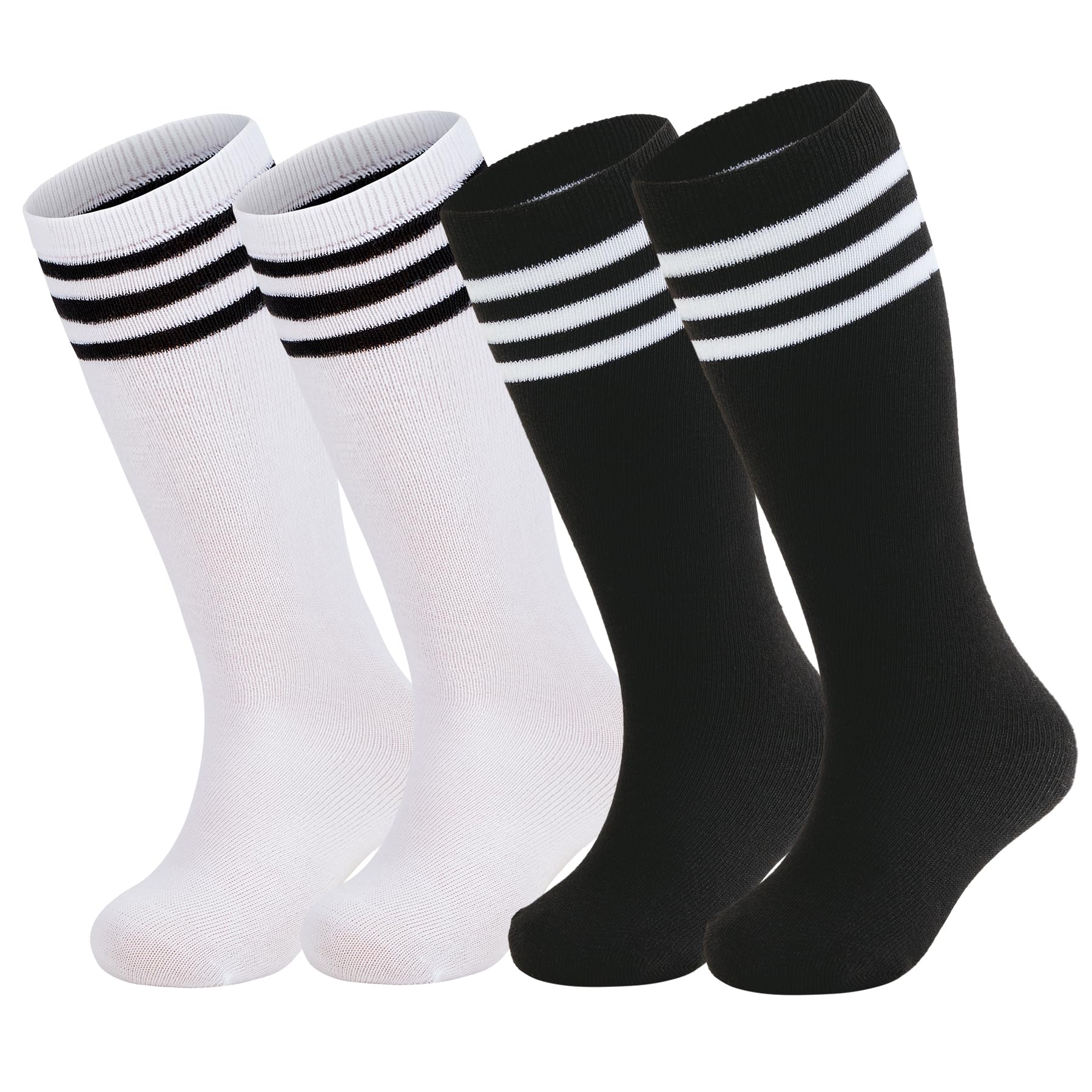 Zando 4 Pairs Kids Soccer Socks Athletic Youth Boys Girls Knee High Socks