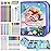 weirtoya 53 PCS Washable Scented Markers with Glitter Pencil Case, Mermaid Unicorn Arts and Crafts for kids 4-6-8 Kids Coloring Drawing Kits for 4-8 Years Old Girls Xmas Gifts Stocking Stuffers
