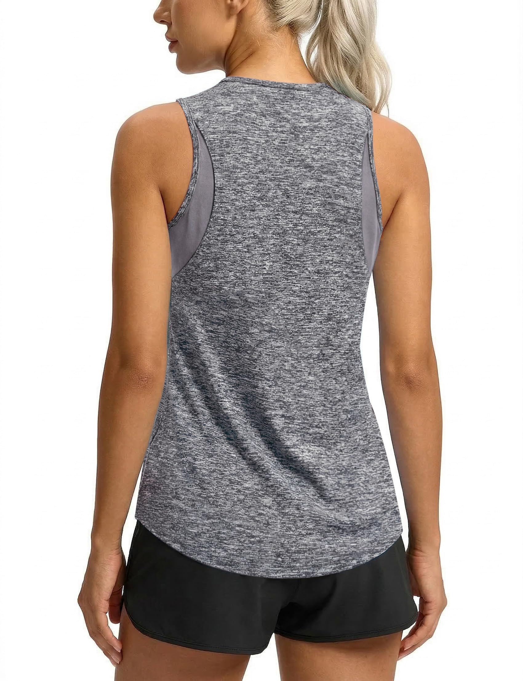 Wayleb Sport Top Damen Rundhals Ärmellos Atmungsaktiv Leicht Tanktop UV-Schutz Basic Oberteil mit Unterarm-Mesh oder Seitenschlitz für Yoga Fitness UPF 50+ Running Shirts