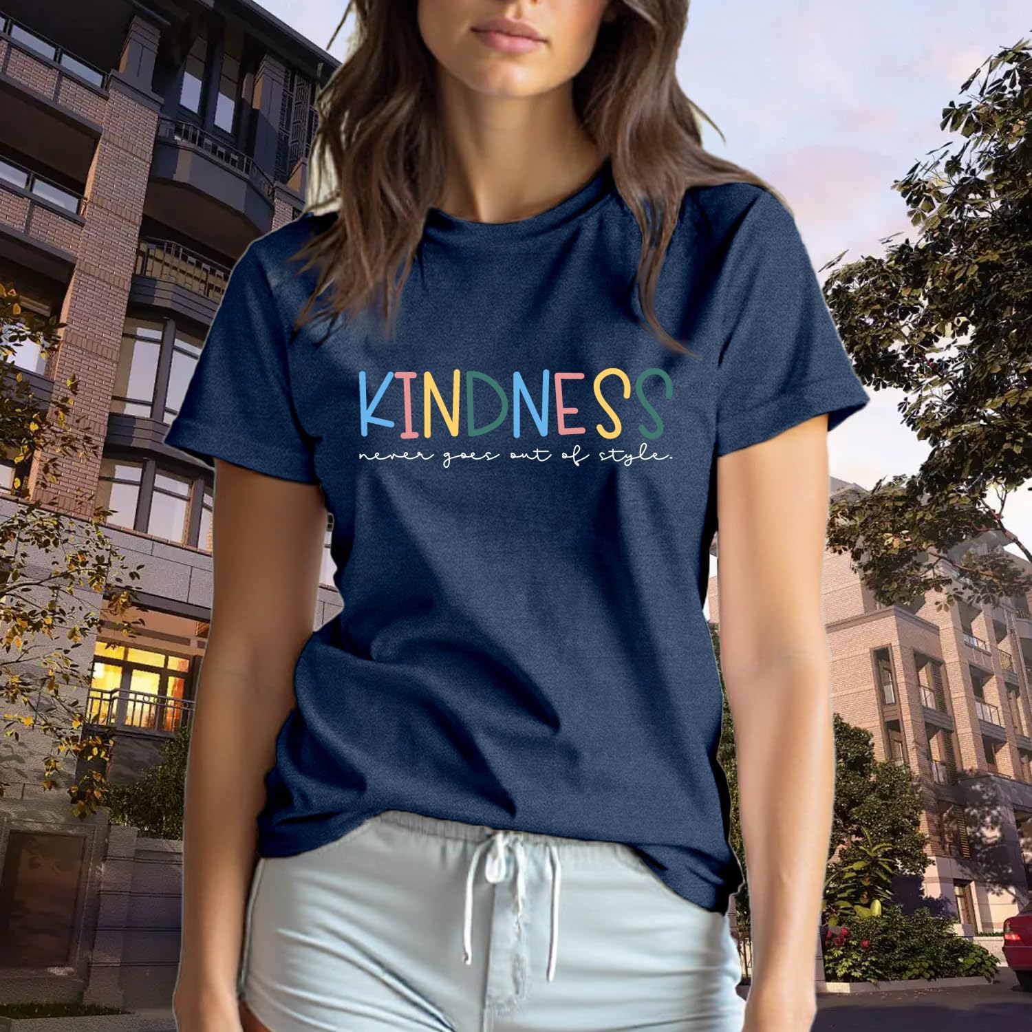 Kindness Shirts for Women Be Kind Tshirts Kindness Never Goes Out of Style Tee Tops - Image 3
