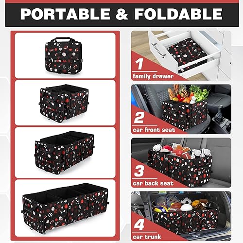 Miniatura 5 de Simniam Organizador de maletero para SUV de 95 litros, organizador portátil de almacenamiento para automóvil, organizador grueso para automóvil con