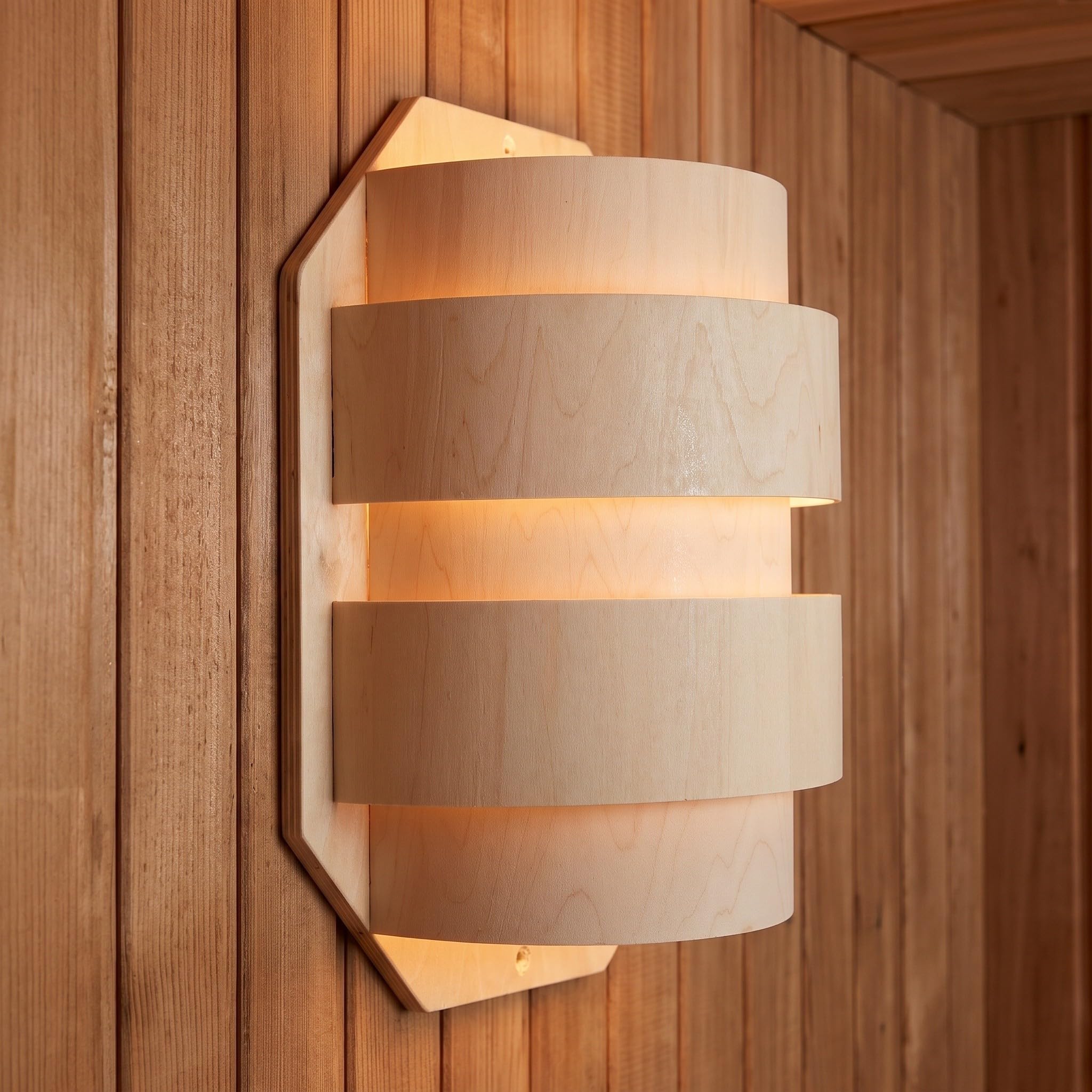 2 Pezzi Legno Paralume Luce Soffusa, per Sauna, Resistente al Calore