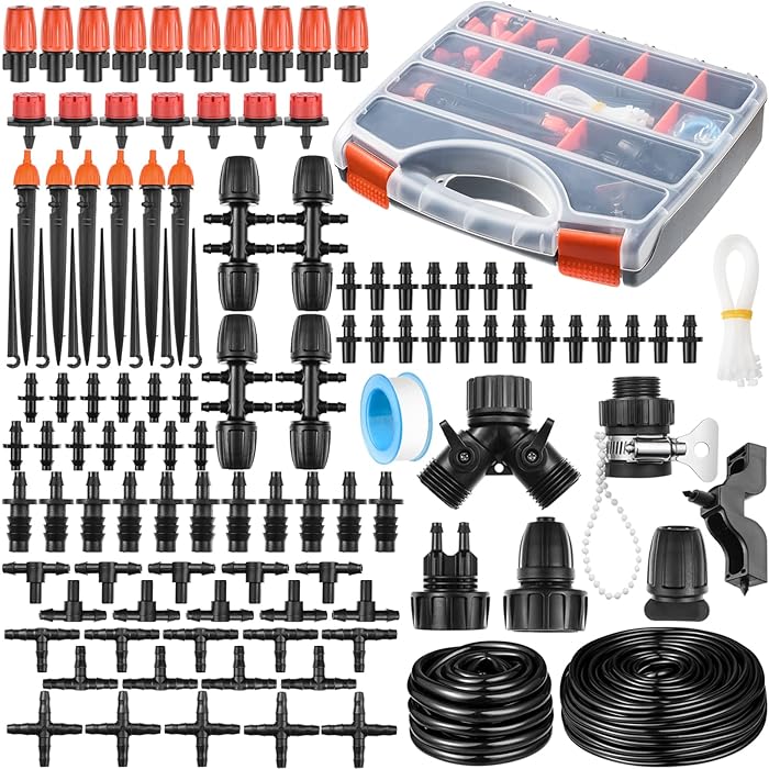 Buy 280 Pcs Drip Irrigation Kit, 147FT Garden Watering System 1/2 1/4