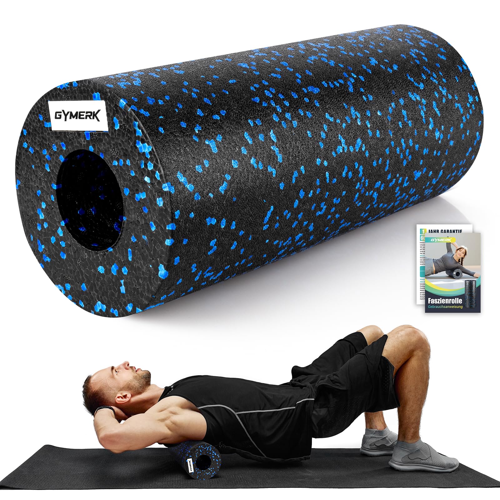 GYMERK Faszienrolle Mittlere Härte, Foam Roller (33 x 14 cm), Selbstmassage Fazienrolle zur Dehnung & Fitness des Rücken Wirbelsäule Beine, Effektive Massagerolle für funktionales Training