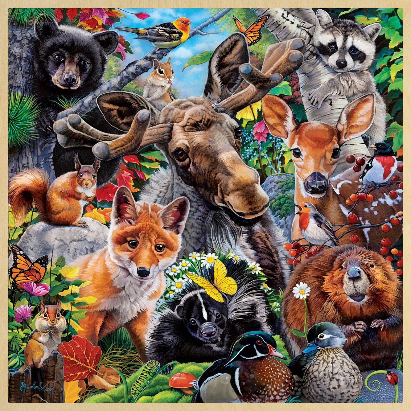 MasterPieces Wood Fun Facts - Woodland Friends 48pc Wood Puzzle