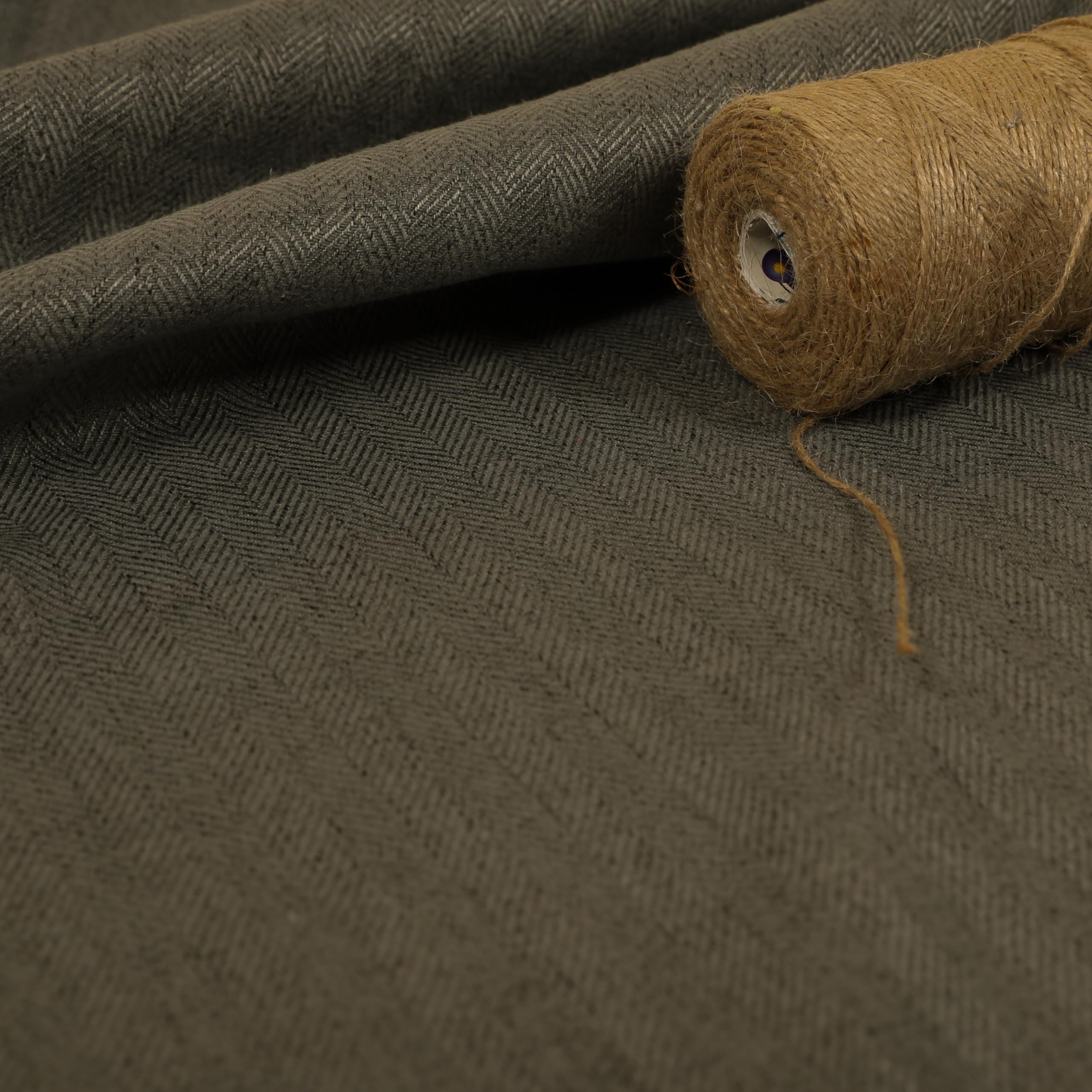 Redbrick Mill Fabrics Flame Retardant Furnishing Soft Herringbone Dark Grey Chenille Textured Hardwearing Upholstery Curtain Fabric (Per Metre) — image 1