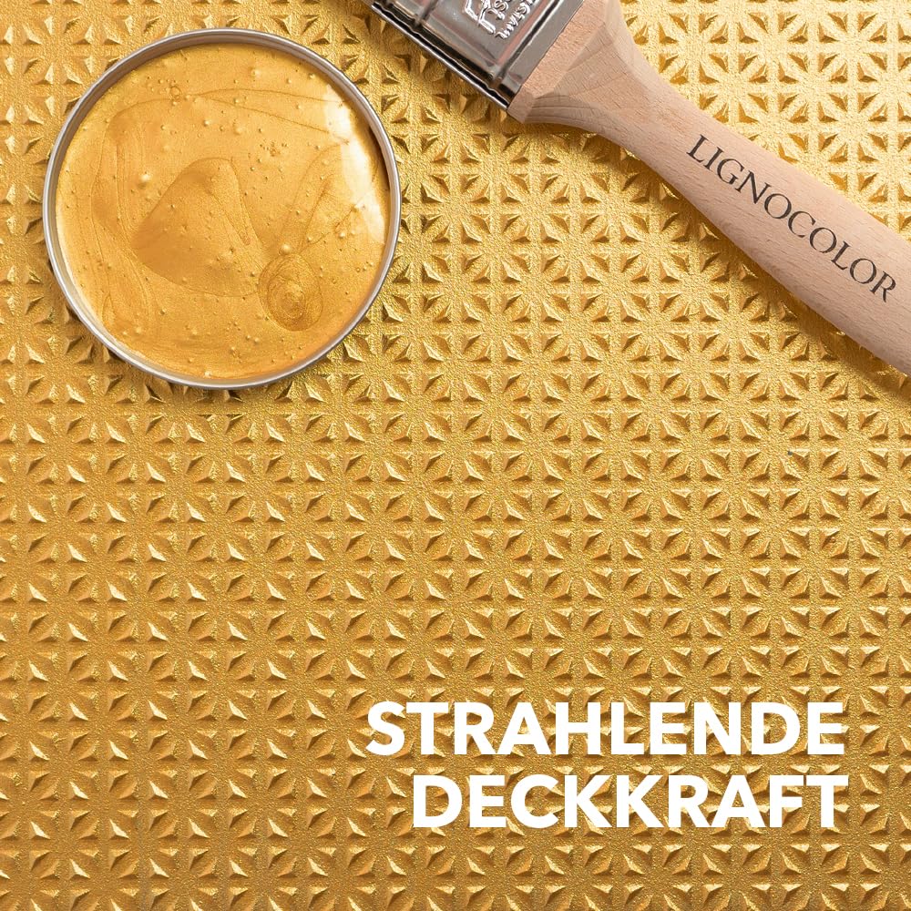 Lignocolor Metallic Wandfarbe| effektvoll glänzende Metallicfarbe für Wände, Tapeten uvm. | viele Farbtöne verfügbar (Luxe Rose Gold, 2,5 L)
