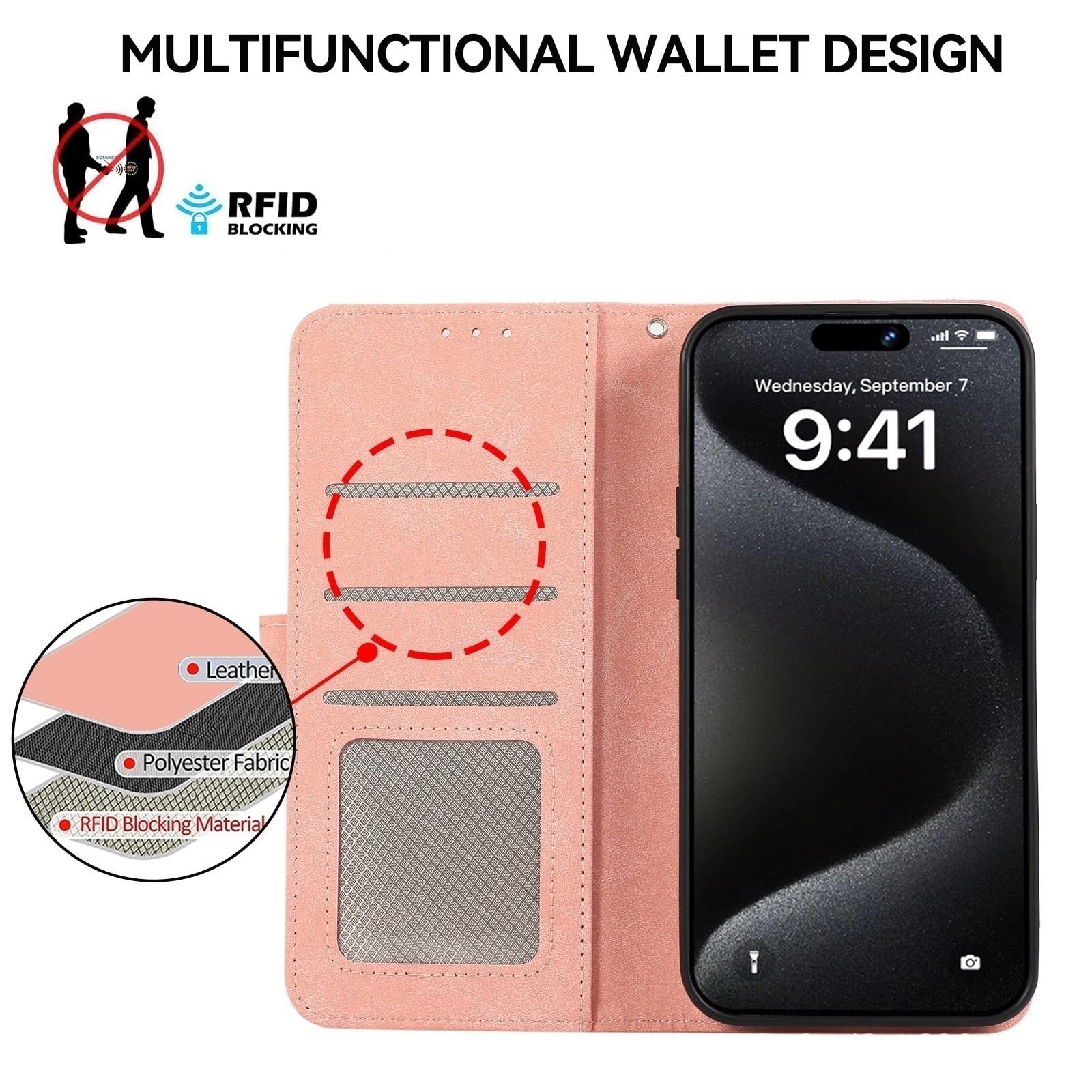 Generisch Etui do iPhone 17 Pro Max / 17 Pro / 17 Air/17, skórzane etui z klapką, etui na telefon komórkowy, odporne na uderzenia, ze stojakiem (zielone, 17 Pro Max)