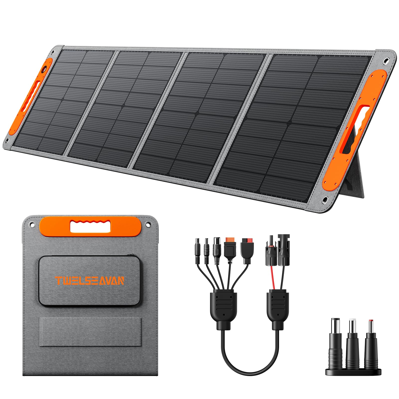twelseavan 120w portable foldable solar panel charger for jackery explorer 160/240/500 power station/suaoki s270/goal zero yeti/rockpals 250w solar generator, with usb qc3.0 port, usb type c port