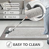 Vista 13 de REFETONE Indoor Doormat, Front Back Door Mat 20"x32" Absorbent Rubber Backing Non Slip Door Mats, Machine Washable Low-Profile Entry Rug, Resist Grey