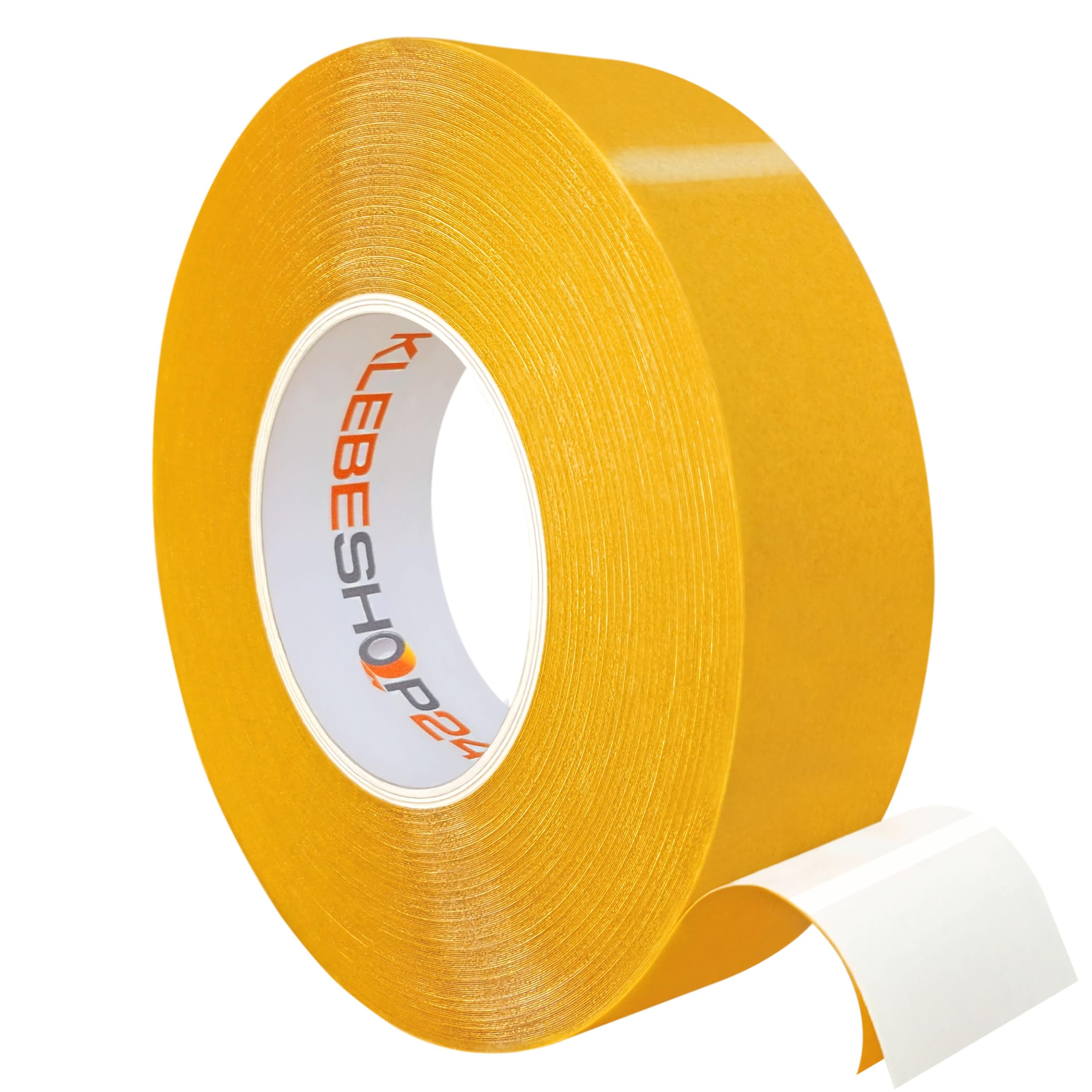KLEBESHOP24 PVC-Klebeband doppelseitig weiß 30 mm x 50 m