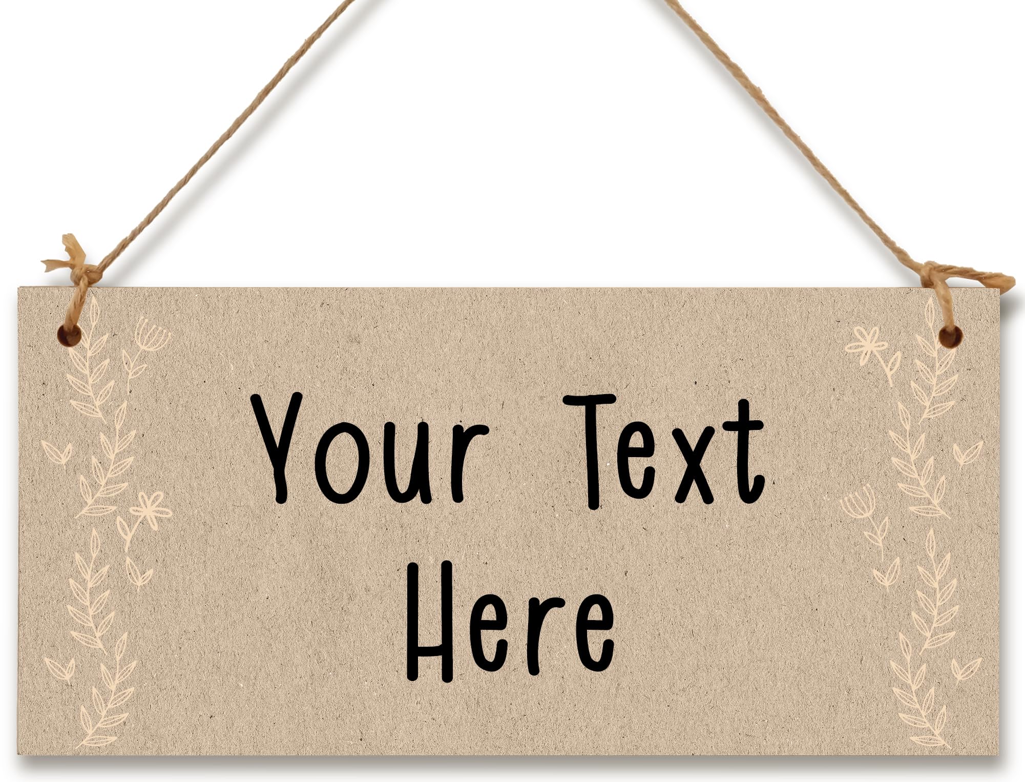 Personalised Hanging Plaque Your Custom Text Kraft Vintage Decorative Wooden Door Wall Sign Home Decor Add Any Message