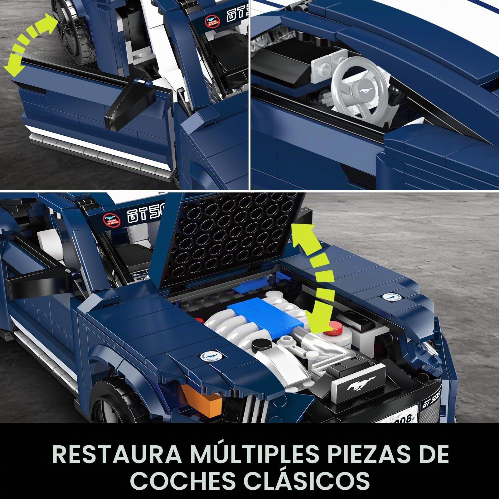 Mould King 10208 Technik - Juego de construcción de coche deportivo, 1556 piezas, bloques de sujeción, modelo clásico de coche muscular, modelo estático para adultos y jóvenes a partir de 14 años