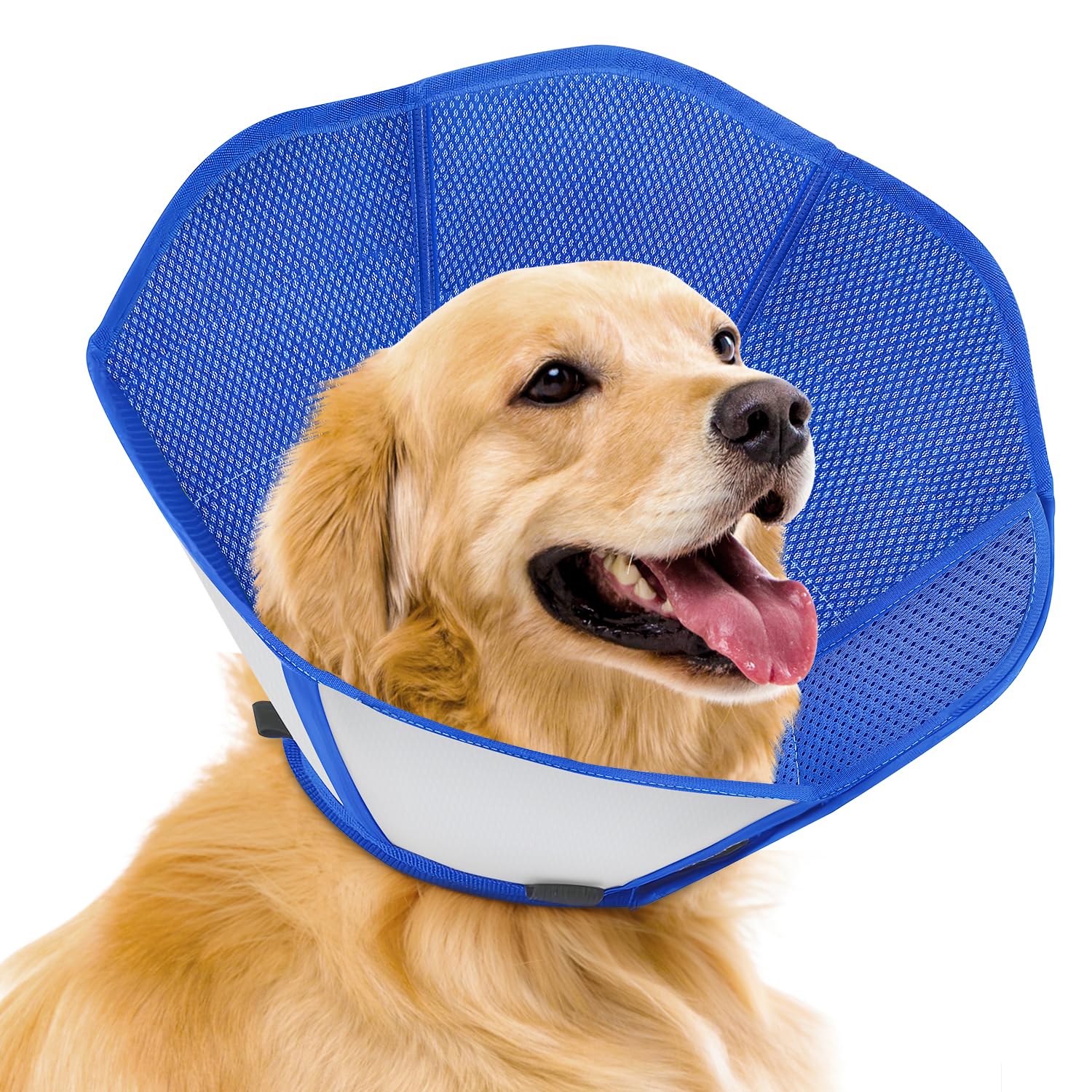 Photo 1 of Upraded Dog Cone Collar After Surgery, Adjustable Soft Dog Cone, Soft Inner & Sturdy Protective Recovery Elizabethan Collar for Dogs to Stop Licking Wounds (L)