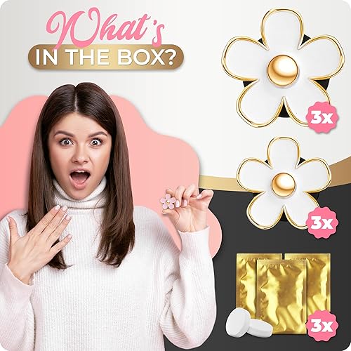 Miniatura 5 de 6 piezas de decoración de automóvil con diseño de margaritas, clip de salida de aire acondicionado, clip para ambientador, decoración interior de