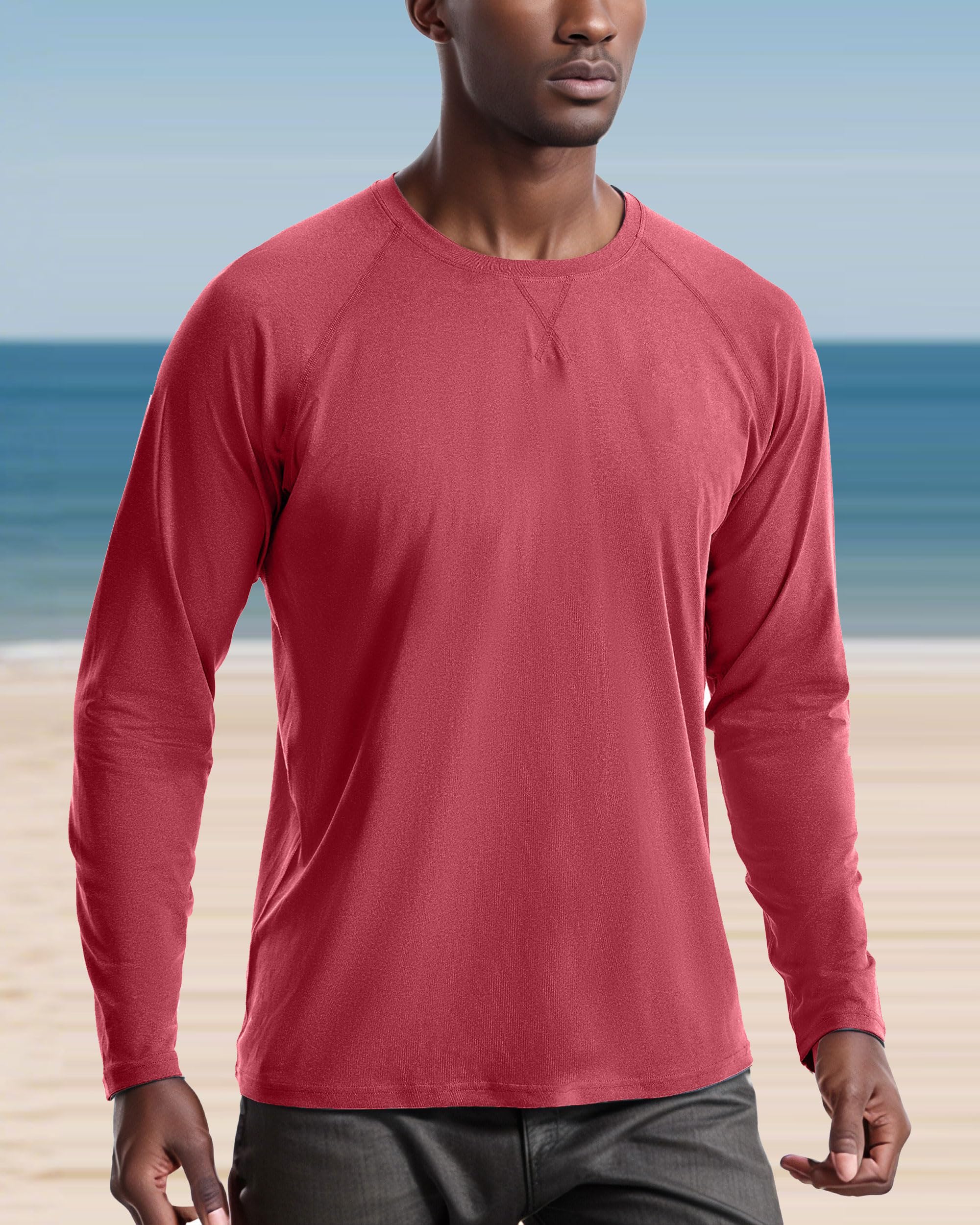 Men's Hiking Running Outdoor Tops - UPF 50+ Long Sleeve Rash Guard Swim Shirts, Sun Prote…
