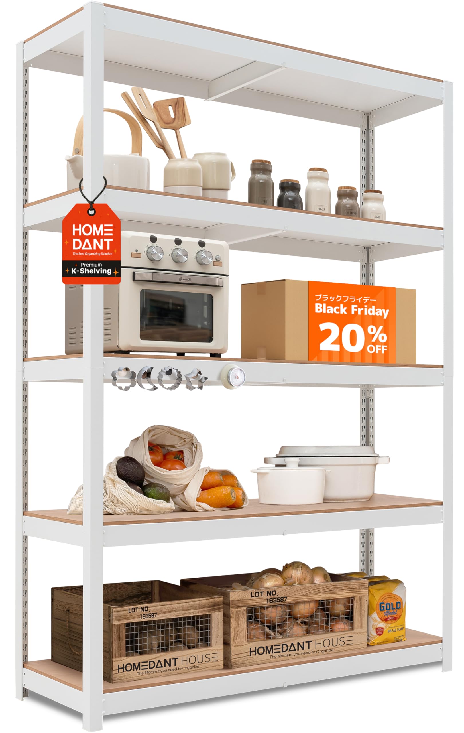 Amazon｜HOMEDANT House 組立簡単 高耐荷重 ラミネート スチールラック