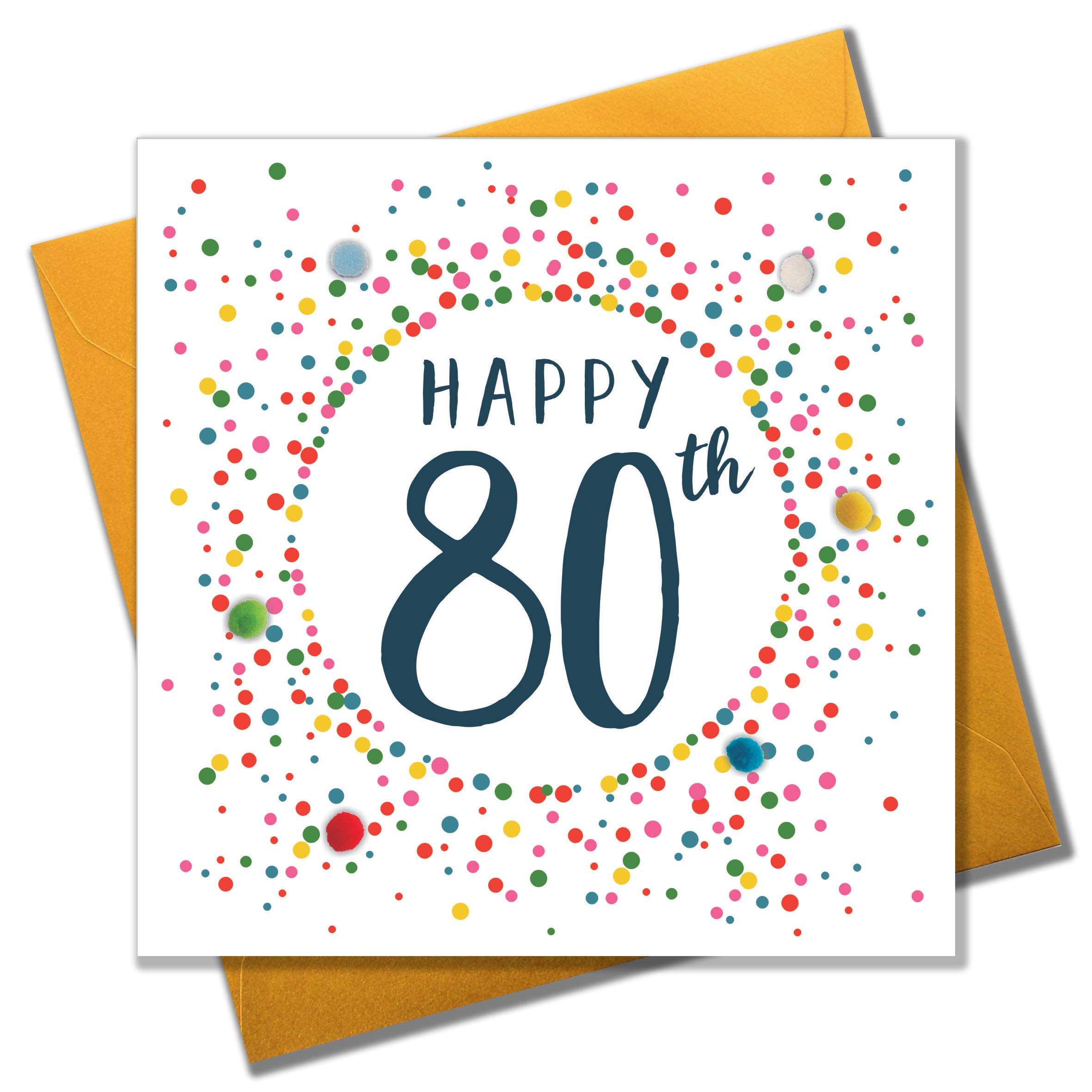 Pom Pom "80th" Greeting Card