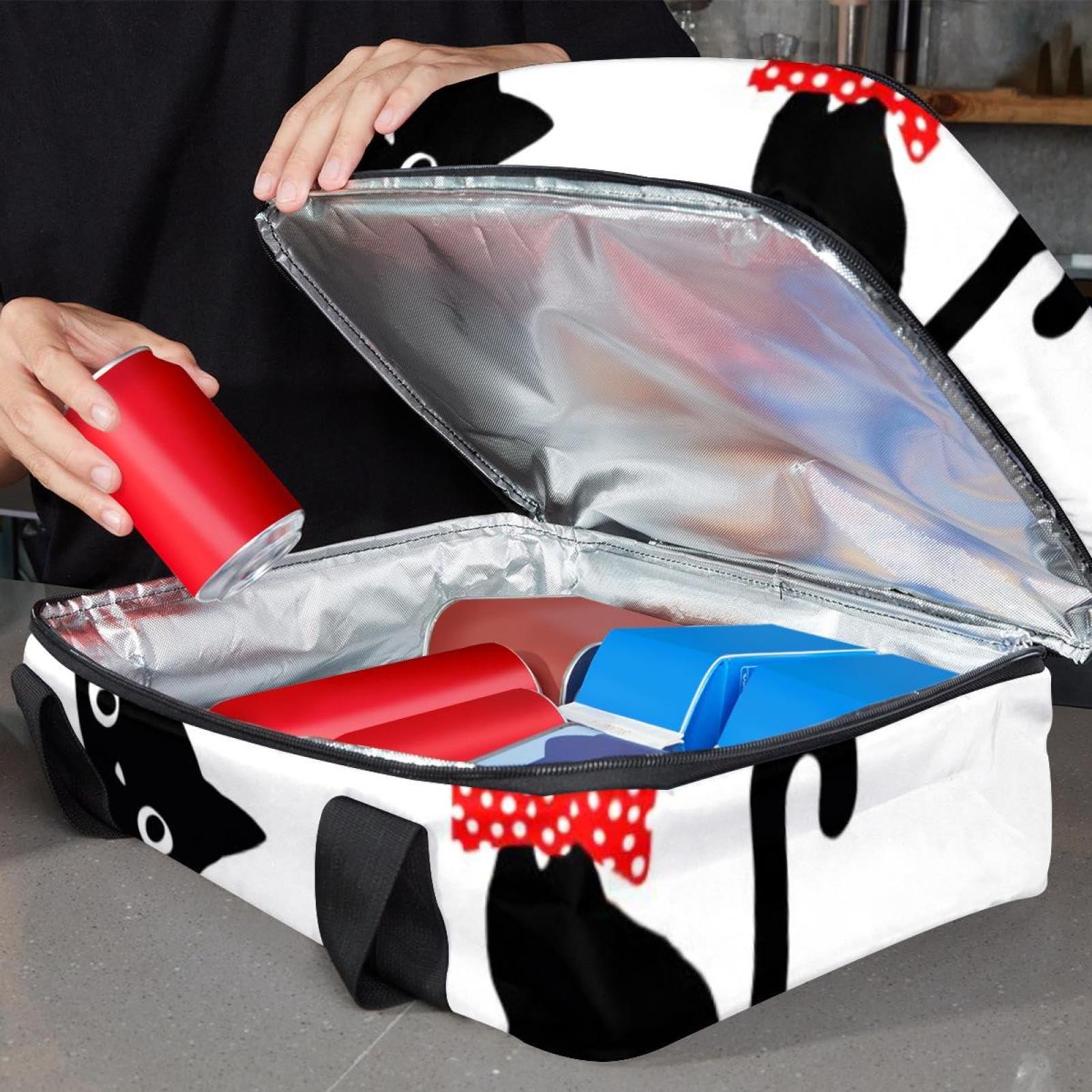 Grand sac à déjeuner isotherme pour homme et femme, double couche, étanche, étanche, réutilisable, sac fourre-tout pour le travail, l'école, le pique-nique, la plage, le camping, les voyages, motif