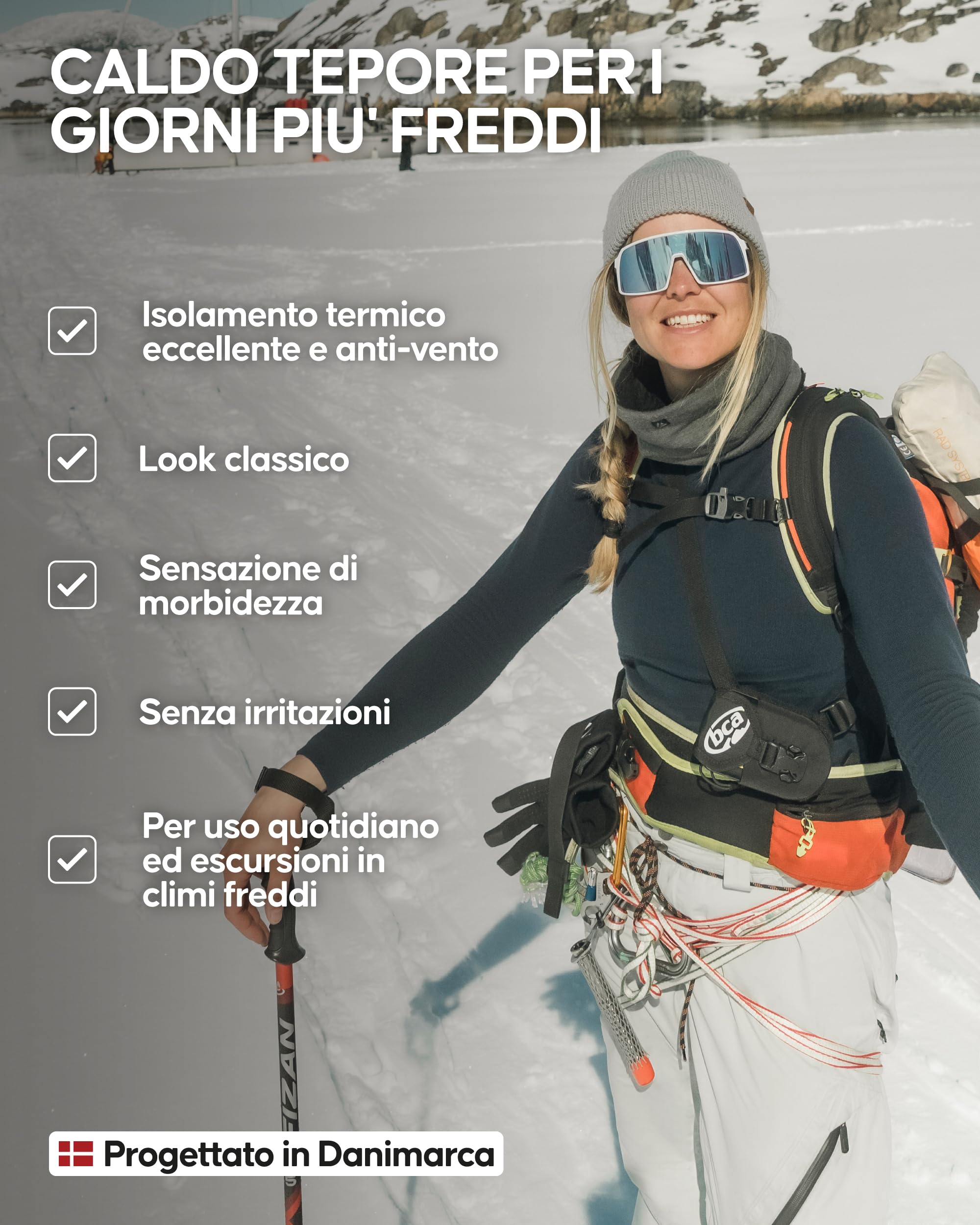 DANISH ENDURANCE Berretto Beanie in Lana Merino con Fodera in Pile, Berretto a Maglia, Berretto Invernale Uomo e Donna