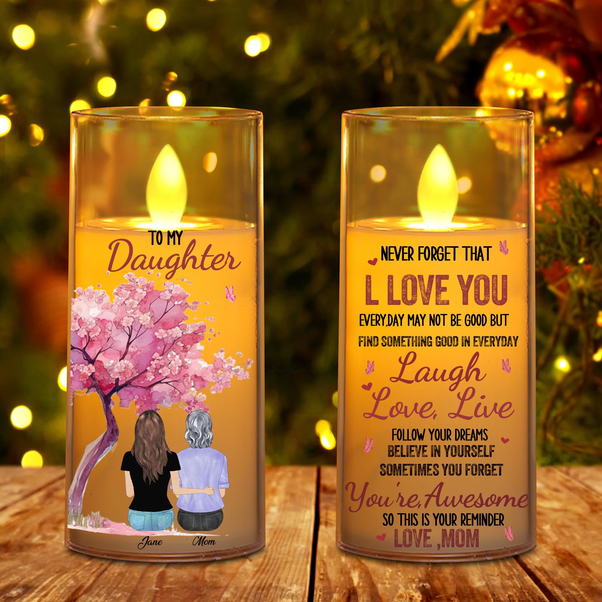 NOONATIVE to My Daughter Candle,Personalized Custom LED Flameless Candle with Name Portrait,Gift for Daughter