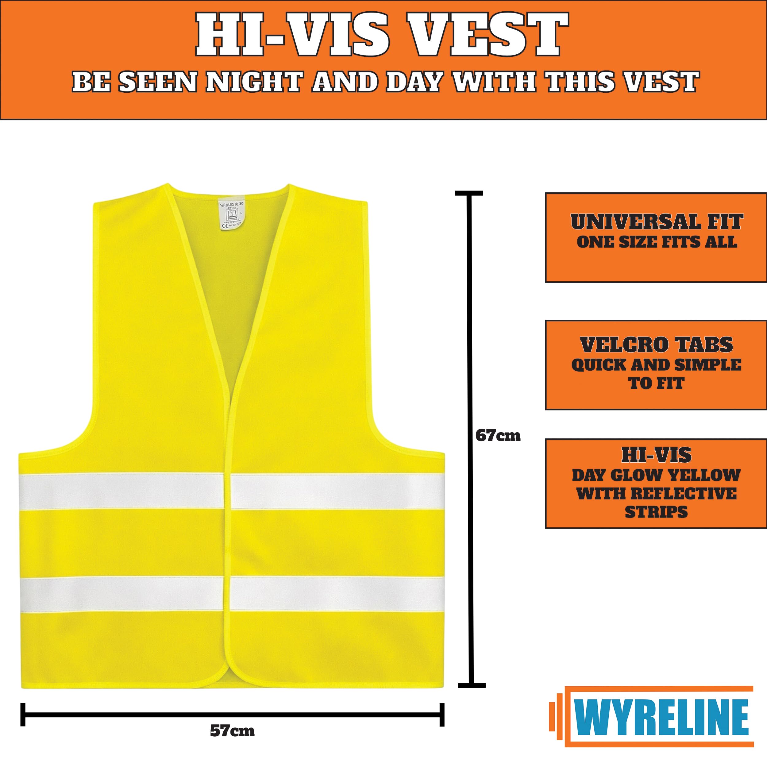 WYRELINE 6 Pcs European Driving Kit | Eurolites Headlight Deflectors For Europe | Warning Triangle, Hi-Vis Vest, UK Plate Magnet + Sticker, Rubber Grip Gloves | EU and France Driving Kit 2026 — view 3