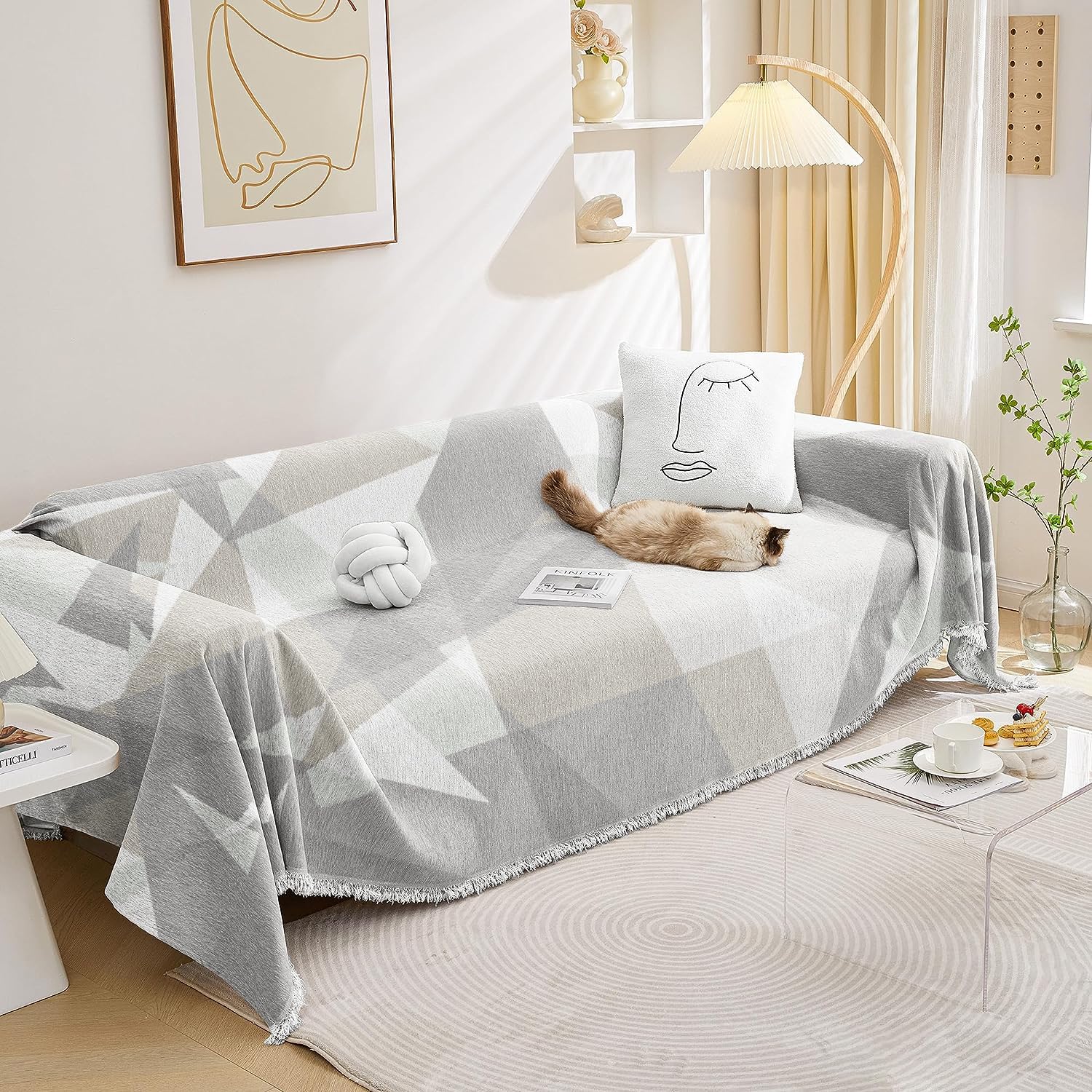 Lukzer Chenille Sofa Throw Blanket - Super Soft & Cozy -9