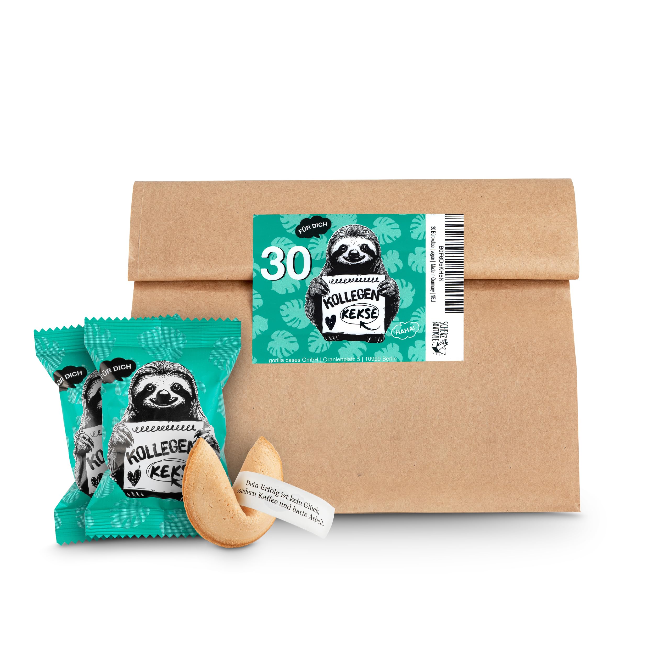 Glückskekse Kollegen 30er Tüte Lustiges Kollegen Geschenk Büro Glückskekse mit lustigen, motivierenden Sprüchen für Kollegen und Mitarbeiter als Geschenk im Büro | vegan und made in Germany