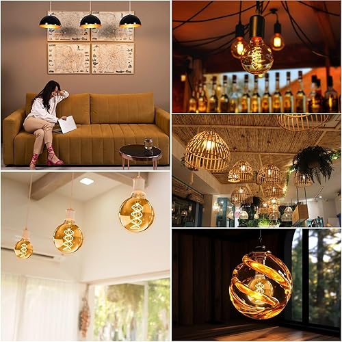 Miniatura 6 de Bombillas Edison G80 vintage regulables de 4 W (equivalente a 40 W), bombillas de filamento LED cálidas 2200K CRI80+ E26 25000 horas, bombillas
