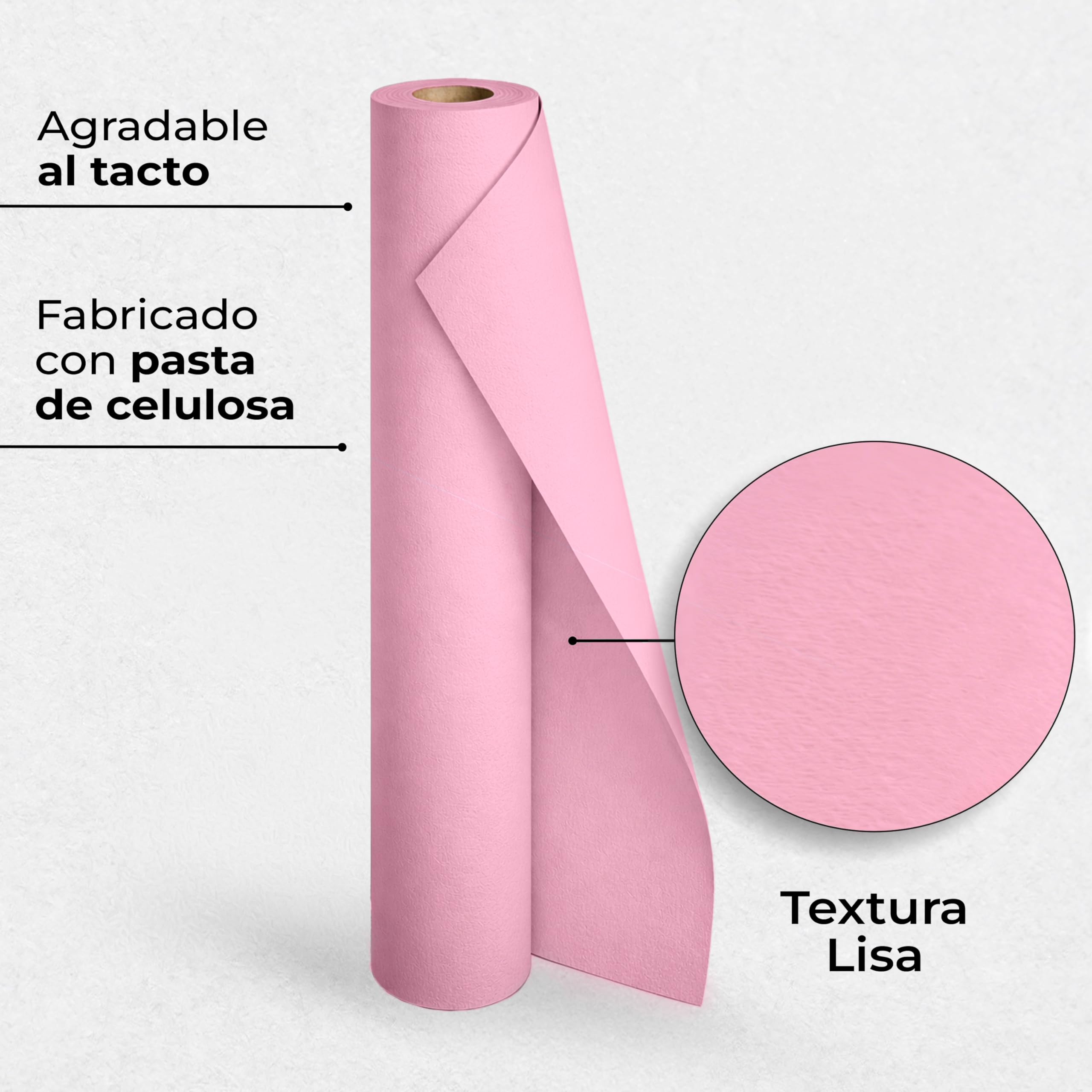 Rollo de Papel Camilla de Color 1 Capa - ±70 metros de longitud, Sin Precorte, Papel Camilla Masaje y Estetica (1, ROSA)