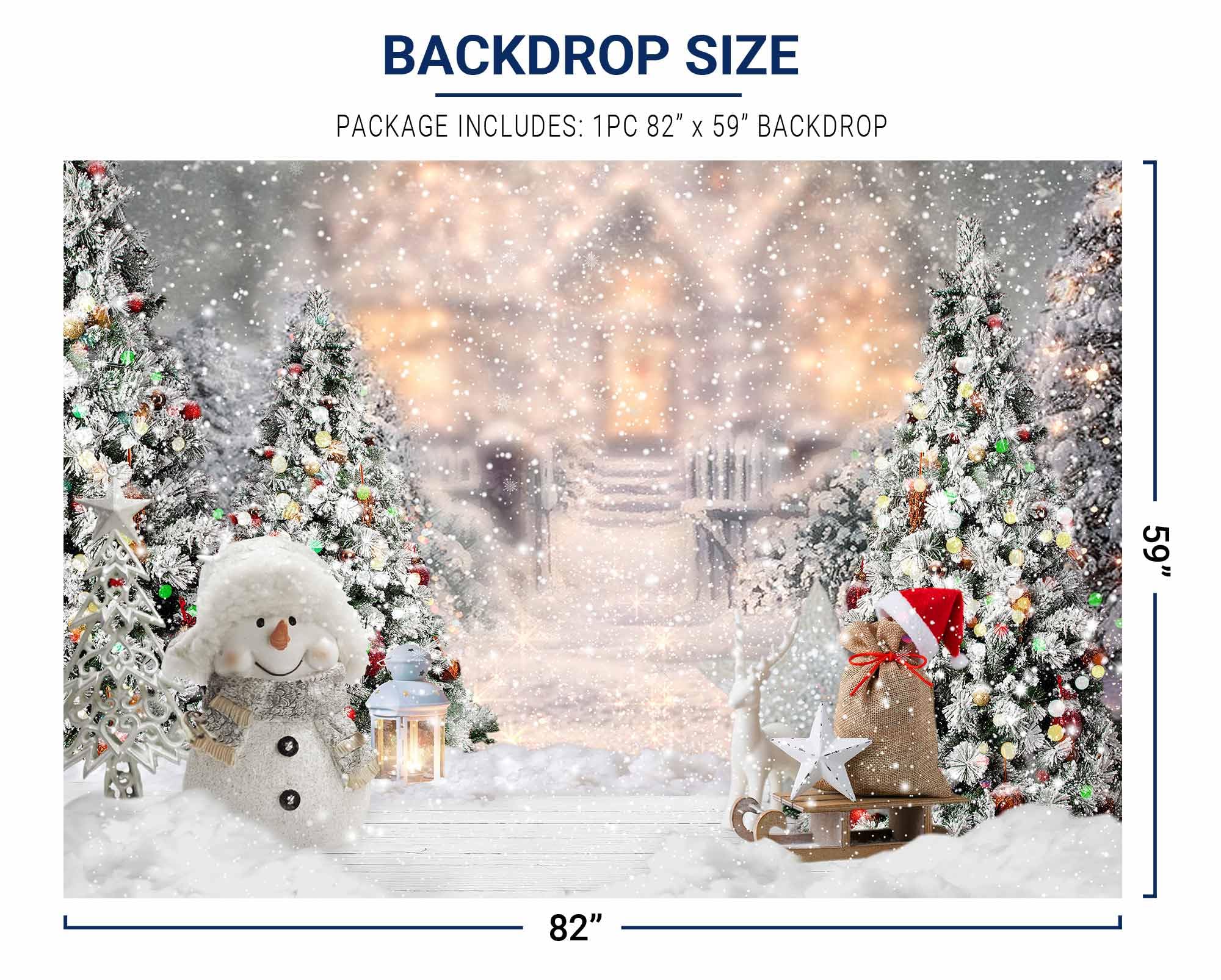 7x5ft Christmas Photo Backdrop - Winter Snowman & Trees Holiday Photography Background For Parties