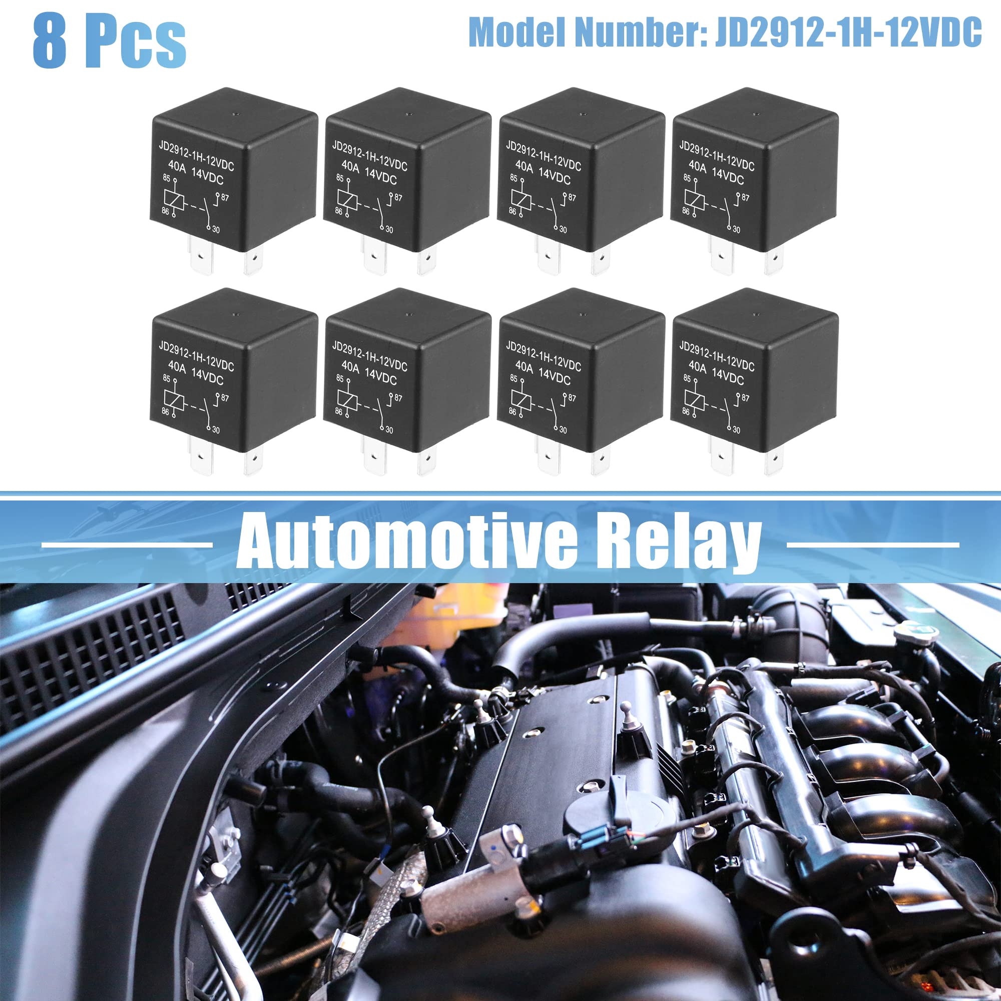 A ABSOPRO 8 Pz Relè Auto 4 Pin 12V 40A SPST Modello JD2912-1H