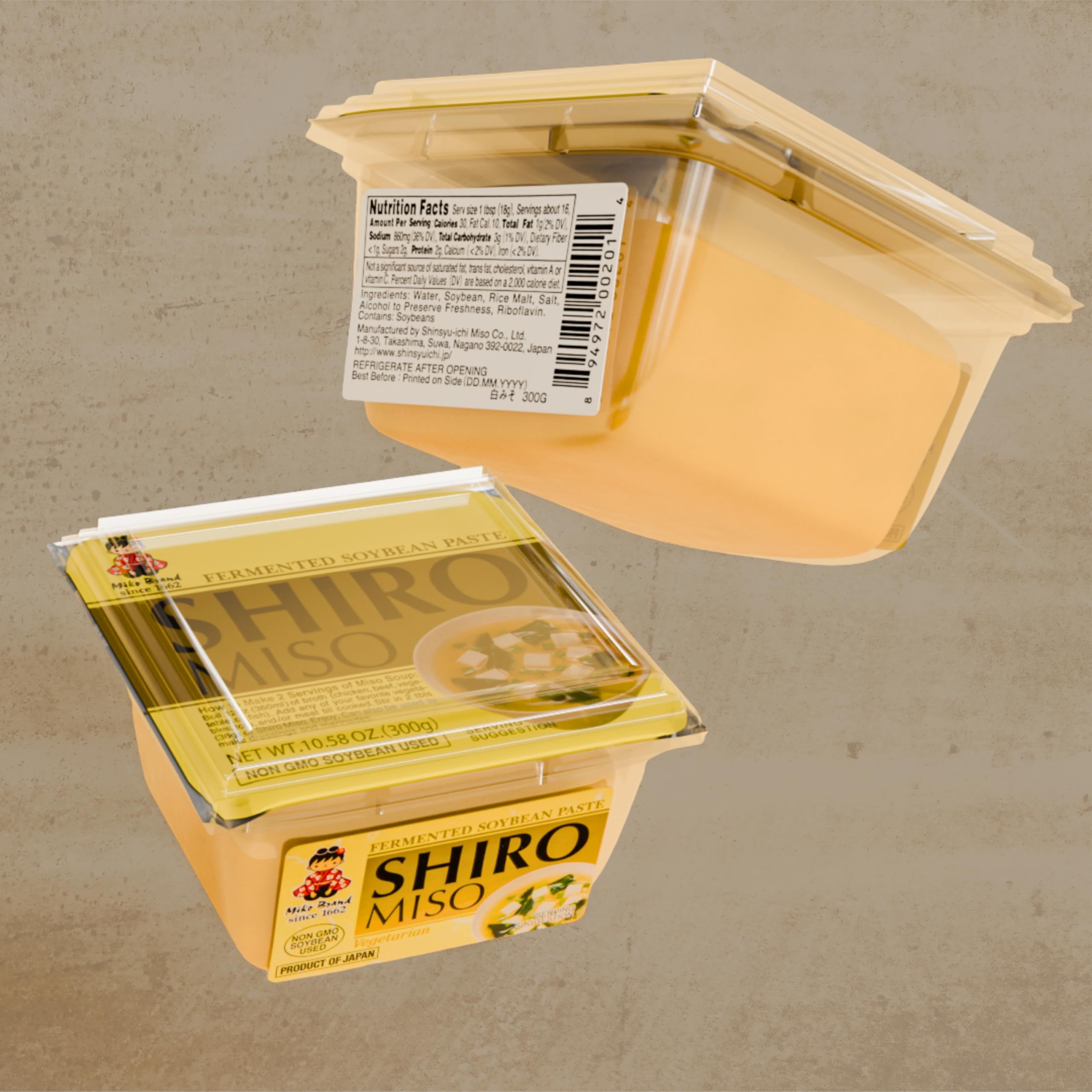 Shiro Miso Japonés 300g – Pasta de Soja Fermentada Suave – No GMO – Ideal para Sopa Miso, Salsas y Recetas Japonesas – Importado de Japón - Pack Laborawi (2 x 300g)