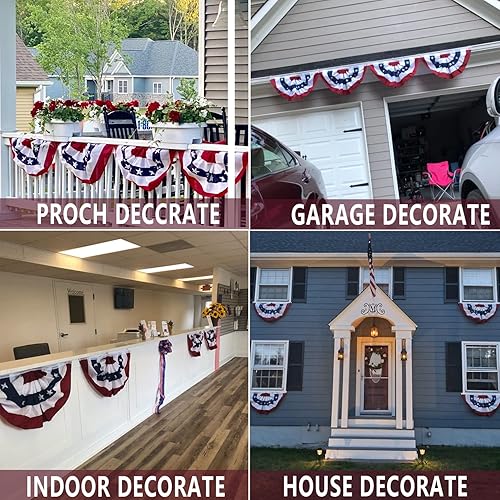 Miniatura 7 de Bandera de abanico plisada estadounidense de 3 x 6 pies, bandera patriótica de Estados Unidos con medio abanico, banderas para decoración del 4 de