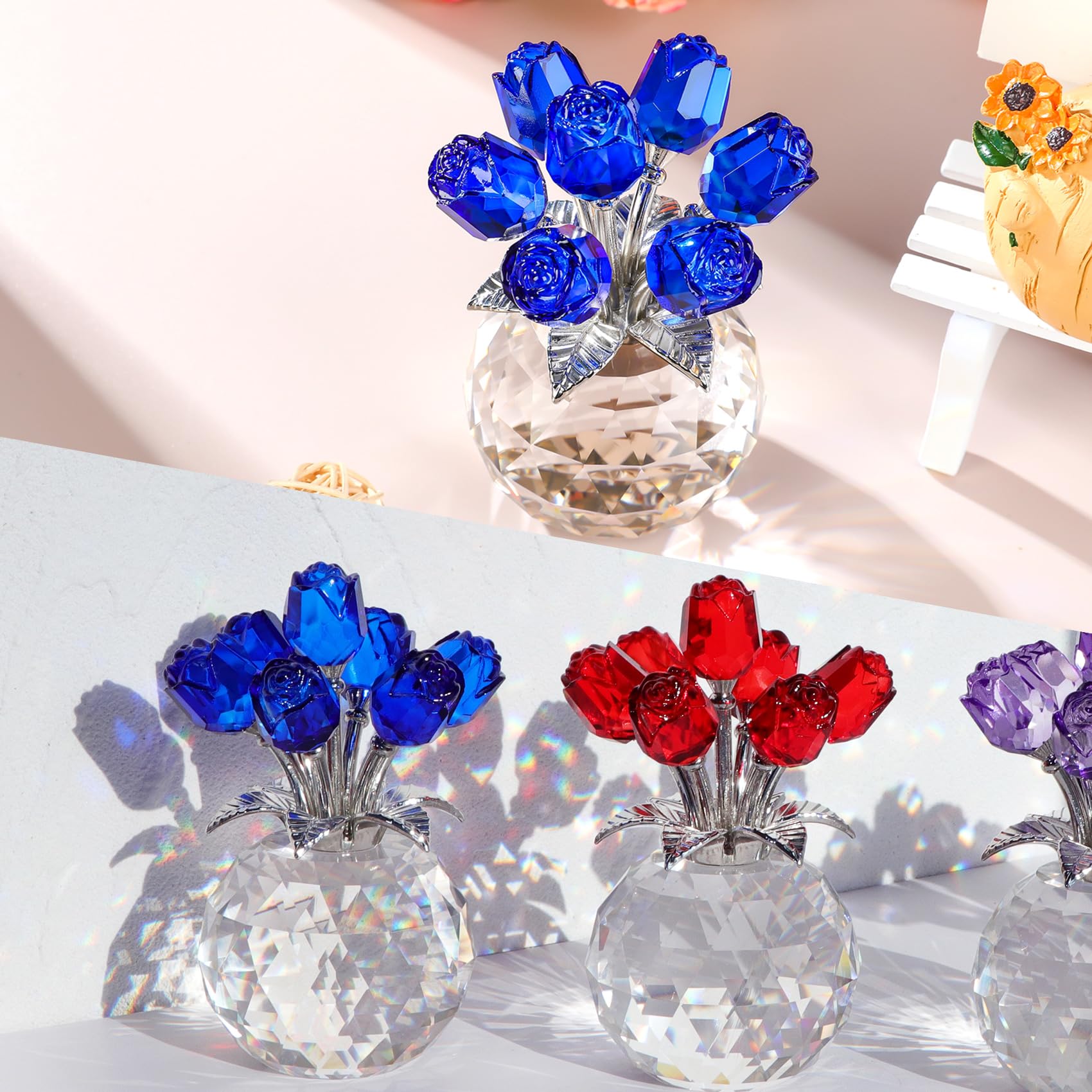 Amazon.com: Ornalrist Crystal Rose Figurines Gifts for Wife Her