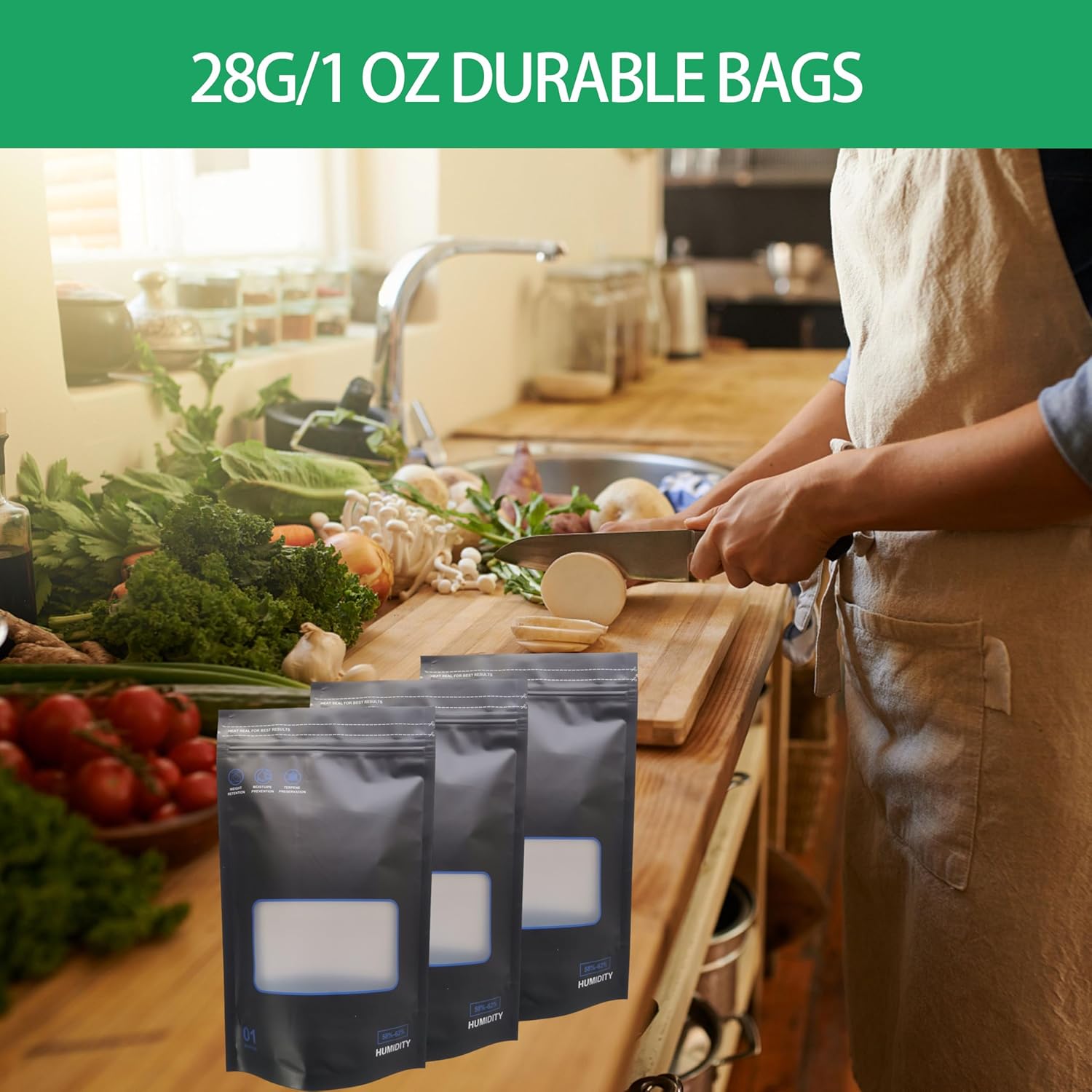 1 Ounce bags,Lock & Seal Storage & Curing terp Bags,Reusable Heat Sealable Bags for Food Storage (1 oz/28g) Sized at 6" x 9.8" x 3.15" Inches (20) thumbnail