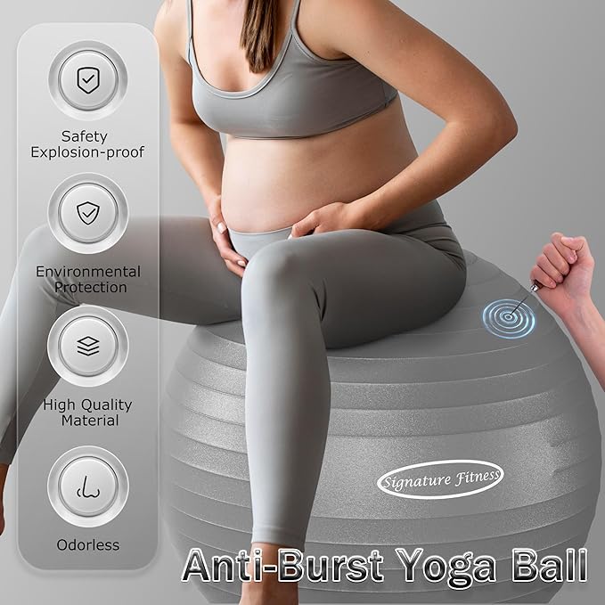 Moreover, the ball is offered in a variety of vibrant colors, allowing users to choose one that best fits their personal style or workout environment. It comes equipped with a quick pump, facilitating easy and fast inflation so you can start your exercise routine without delay. Whether you're looking to enhance your fitness regimen or need support for prenatal exercises, the BalanceFrom Anti-Burst and Slip Resistant Exercise Ball provides a cost-effective and practical solution.