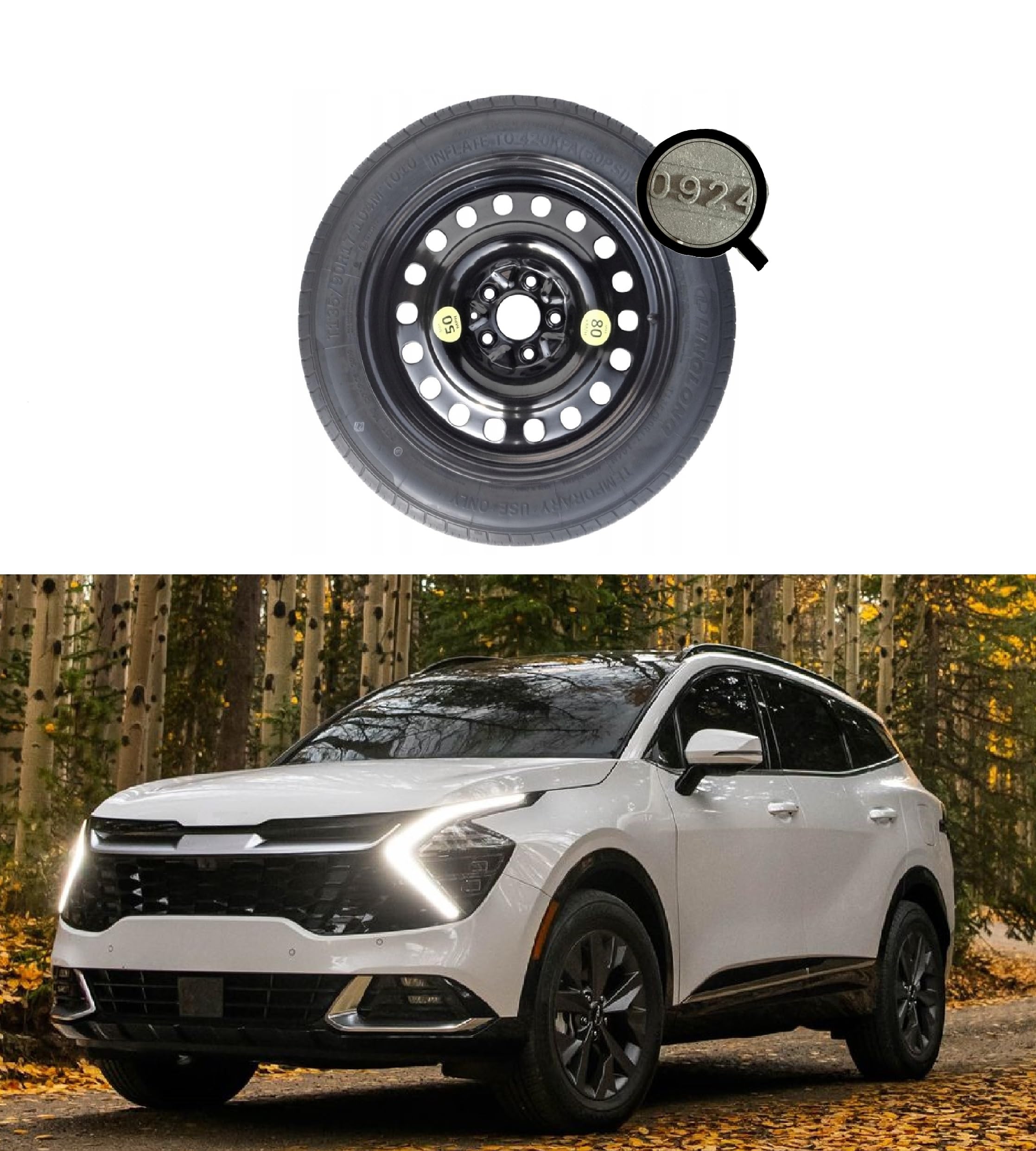 Ersatzrad, 43,2 cm (17 Zoll), kompatibel mit Kia Sportage 135/90R17