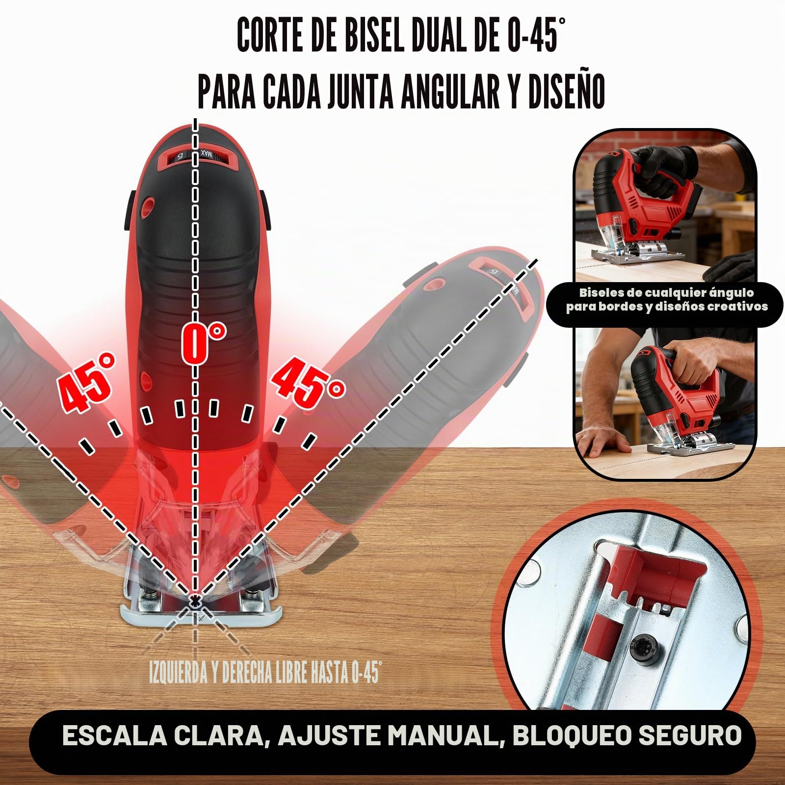 300W Sierra de Calar Eléctrica, Sierra Caladora Inalámbrica, Velocidad Variable de 0-2700 RPM y Bisel de 0-45°, Ajuste de 4 Velocidades, Compatible con Milwaukee 20V Baterías (Batería No Incluida)