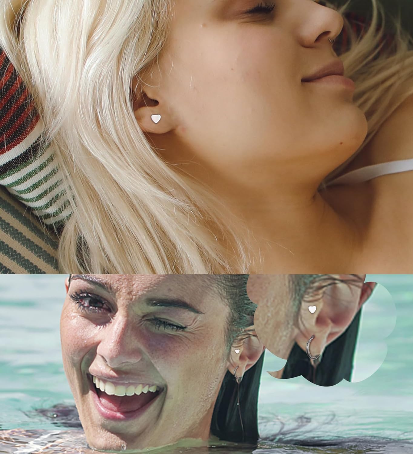 MJust Titanium Earrings for Sensitive Ears 20G Hypoallergenic Stud Hoop Earrings for Women Men Opal Ball CZ Heart Pearl Flat Back Earrings Cartilage Earrings Set - Image 5