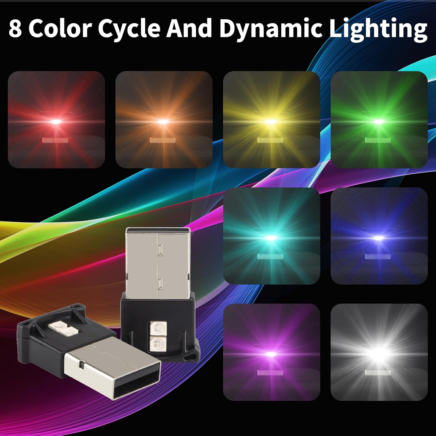 Mini USB LED Car Light, DC 5V Intelligent Interior Car Lights, Car Accessories Atmosphere Lamp for Car, Plug-in Interface, Suitable for Car, Laptop Keyboard, Home Office, Adjustable Brightness