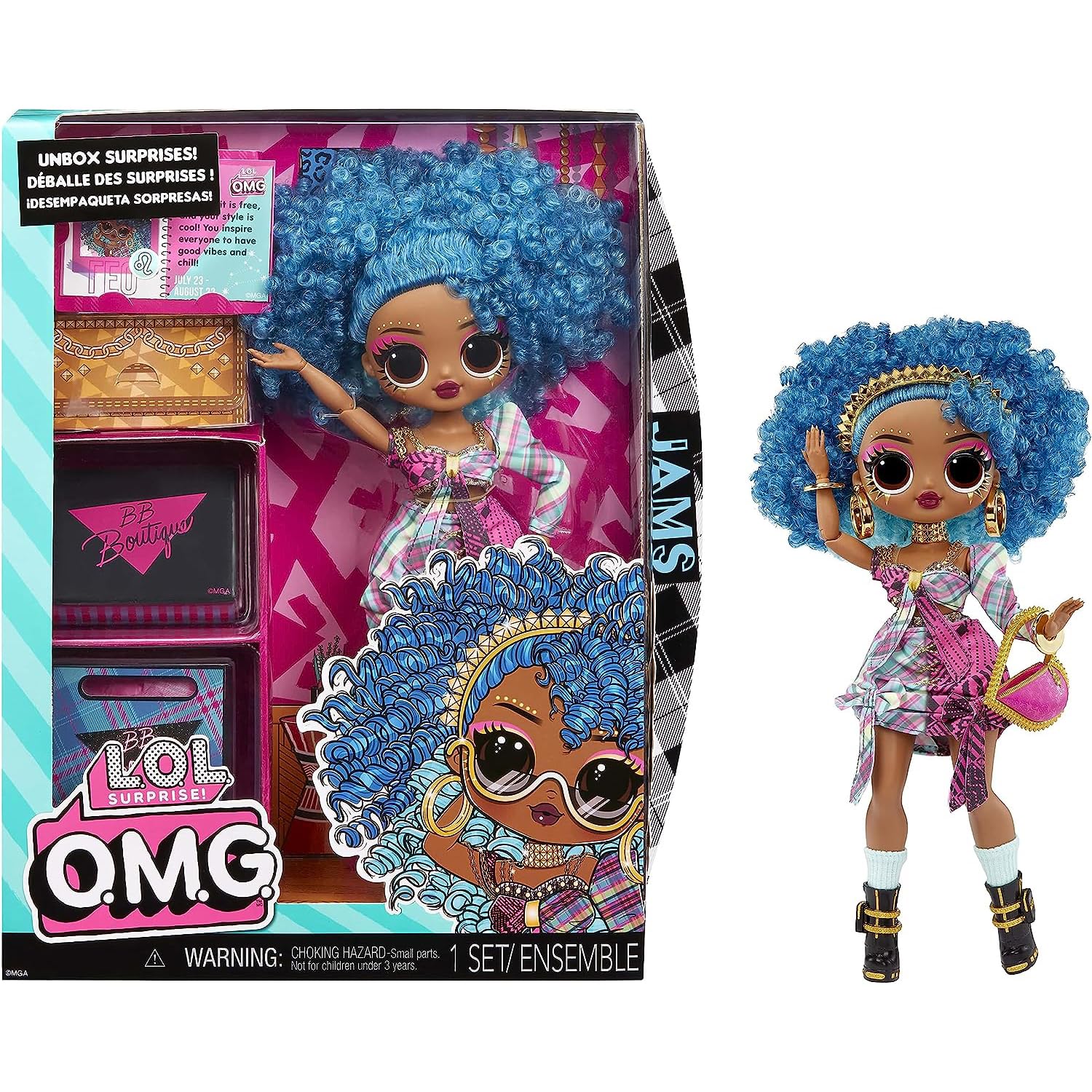 L.O.L. Surprise! O.M.G. Fashion Doll - JAMS - Includes Doll, Multiple Surprises, and Fabulous Accessories - Great for Kids Ages 4+, 10 inch (591542C3)