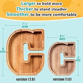 SummiDate Wooden Letter Piggy Bank for Kids| Piggy Bank for Boys Girls Toddler| Alphabet A Money Bank| Personalized Initial Wood Coin Bank Gifts for Birthday, Christmas, Festival, Baby Shower (C)