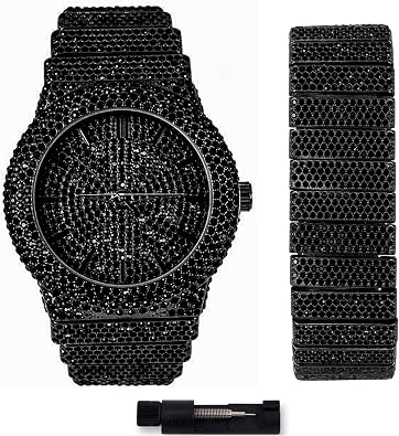 Techno Pave Mens 46mm Fully Iced Out Diamond Watch & Bracelet Set
