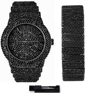 Men's 46mm Fully Iced Out Diamond Watch & Bracelet Set