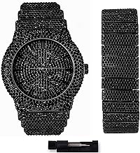 Men's 46mm Fully Iced Out Diamond Watch & Bracelet Set