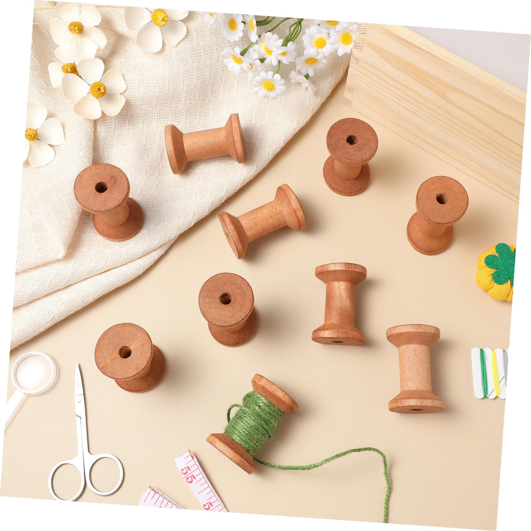 NUOBESTY Lot De 5 Bobines De Fil en Bois Faites À La Main Porte-Fil pour Fournitures De Couture Lisses 20 Pièces X 5