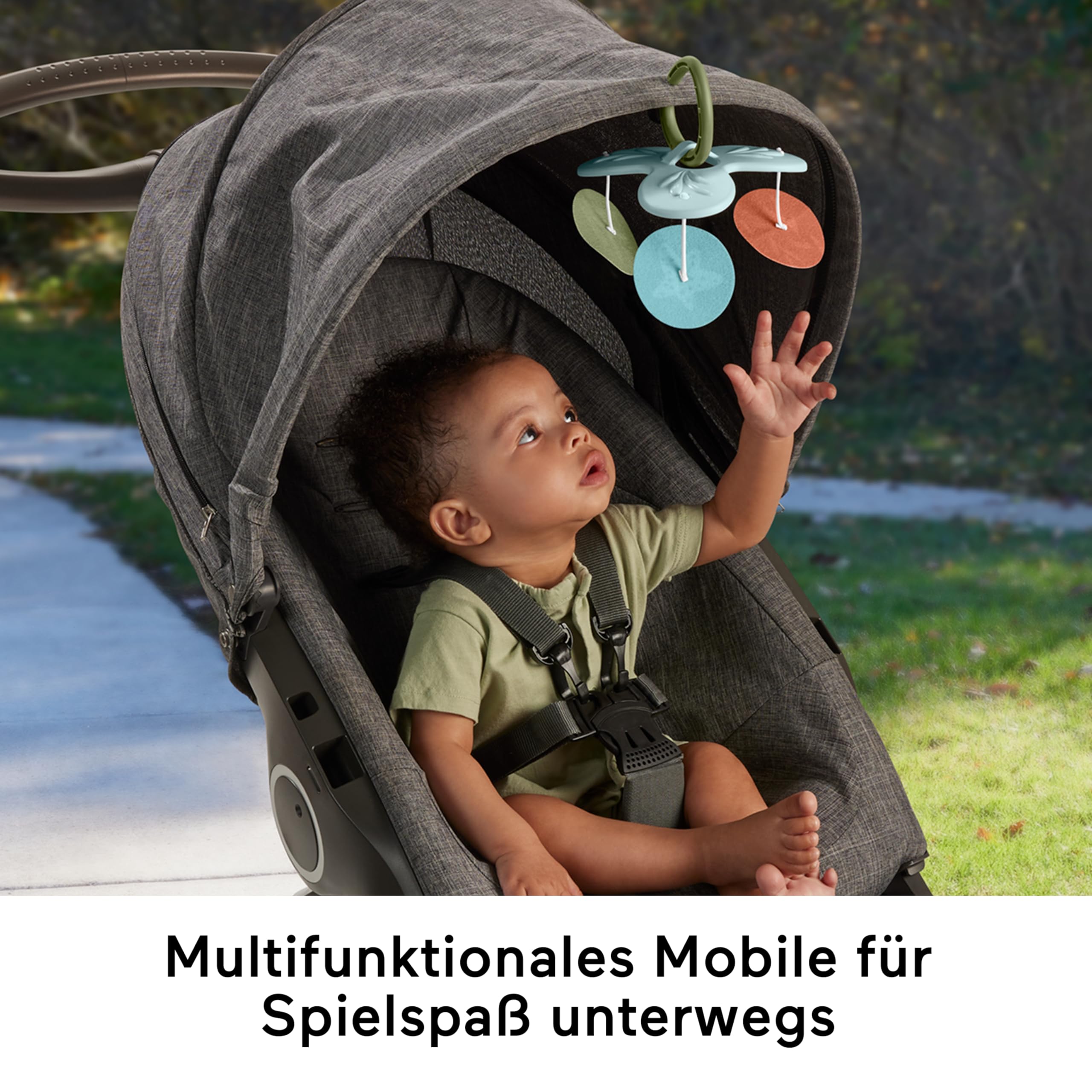 Fisher-Price Simply Senses Spielmatte für Neugeborene | Waschbare Baby-Spielmatte und 6 Aktivitäts-Spielzeuge, Mobile, Sinnesförderung und Motorik, ab 0 Monaten, JMN74